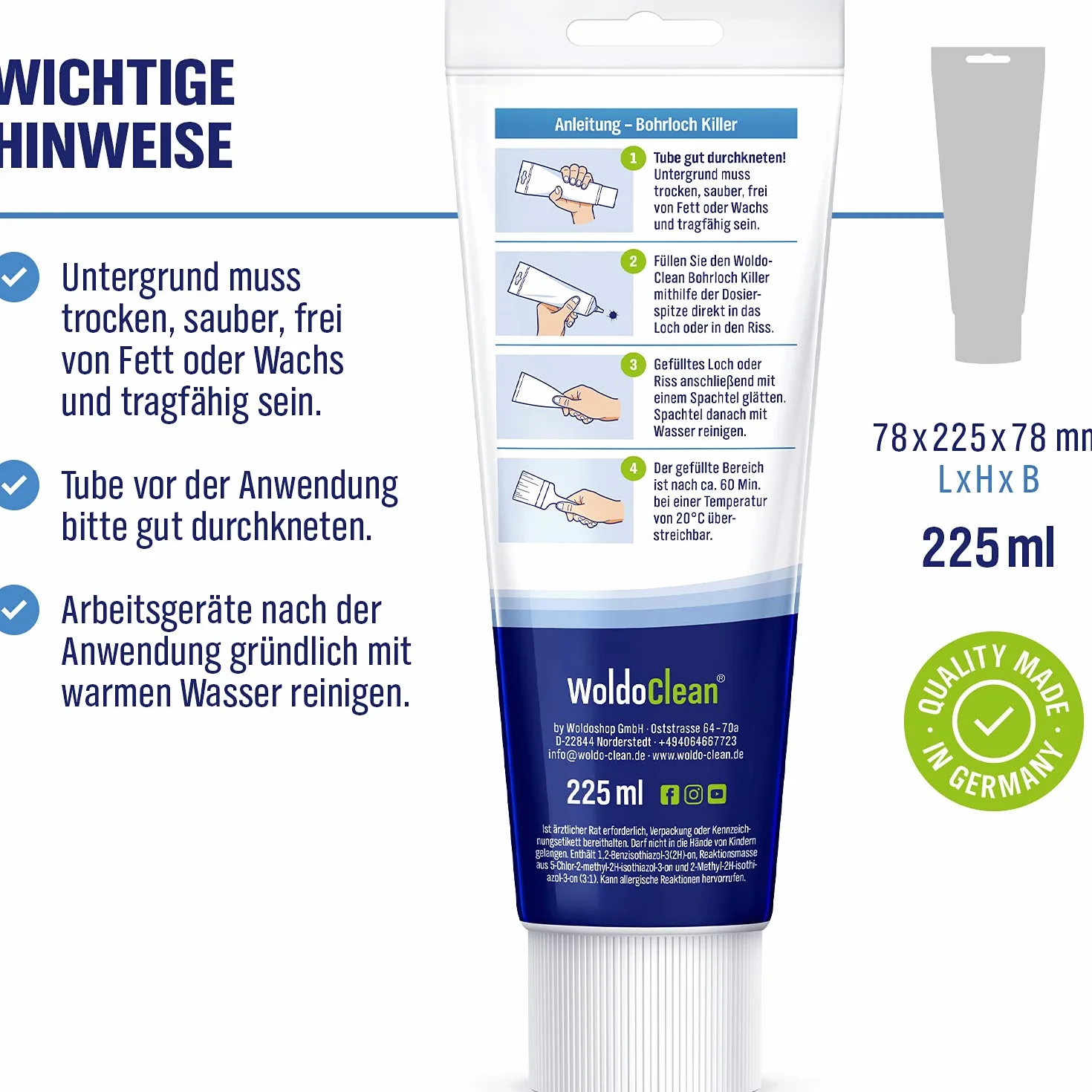 Masa szpachlowa biała 225 ml lekki wypełniacz niekurczliwy z mikro-szklanymi bąbelkami