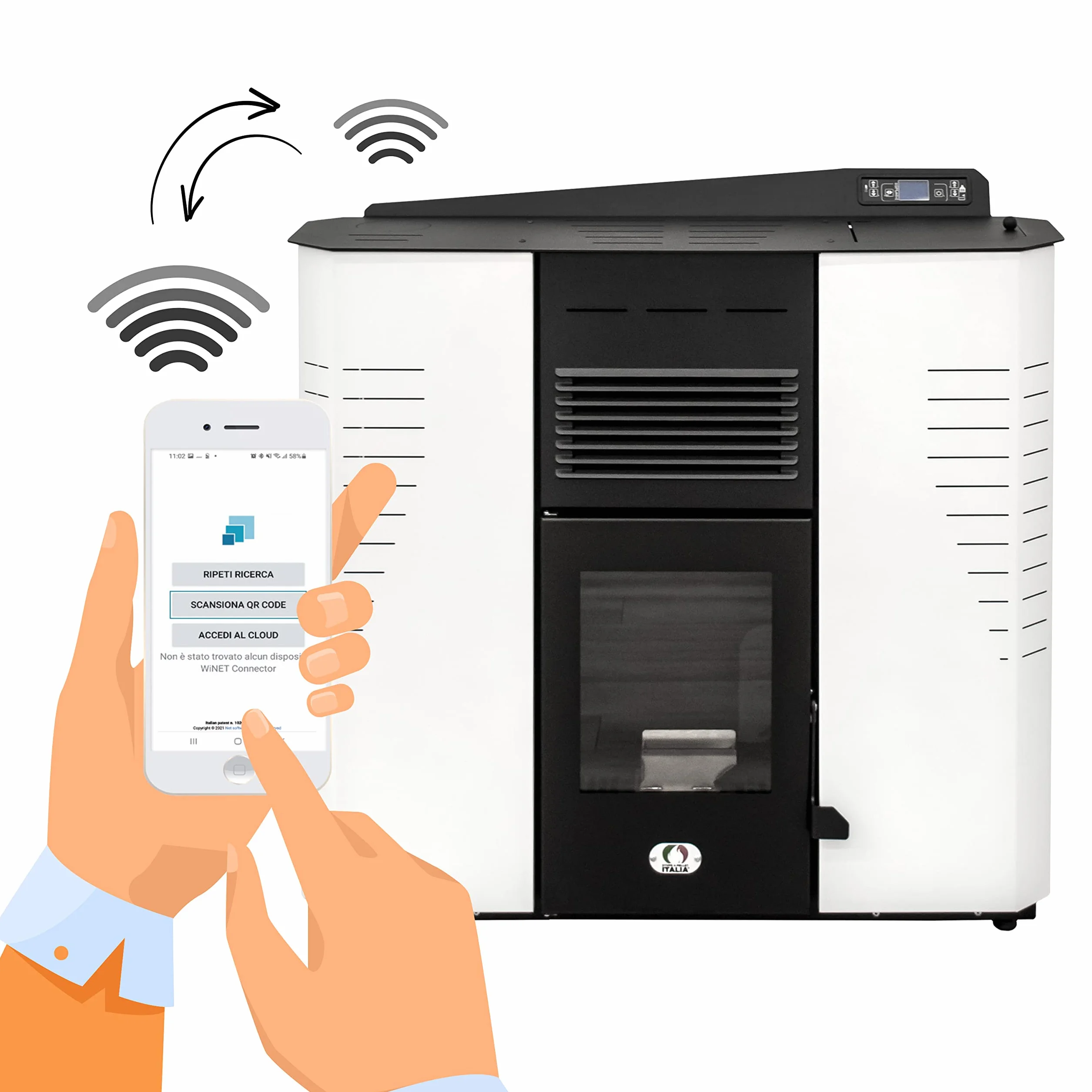 STUFE A PELLET ITALIA Marmolada 14 kW Kanał WIFI BIAŁY