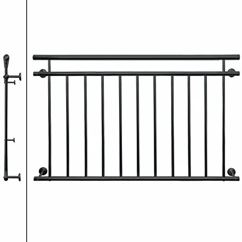 ECD Germany Balkon francuski 156 x 90 cm antracyt matowy szorstki stal malowana proszkowo balustrada balkonowa