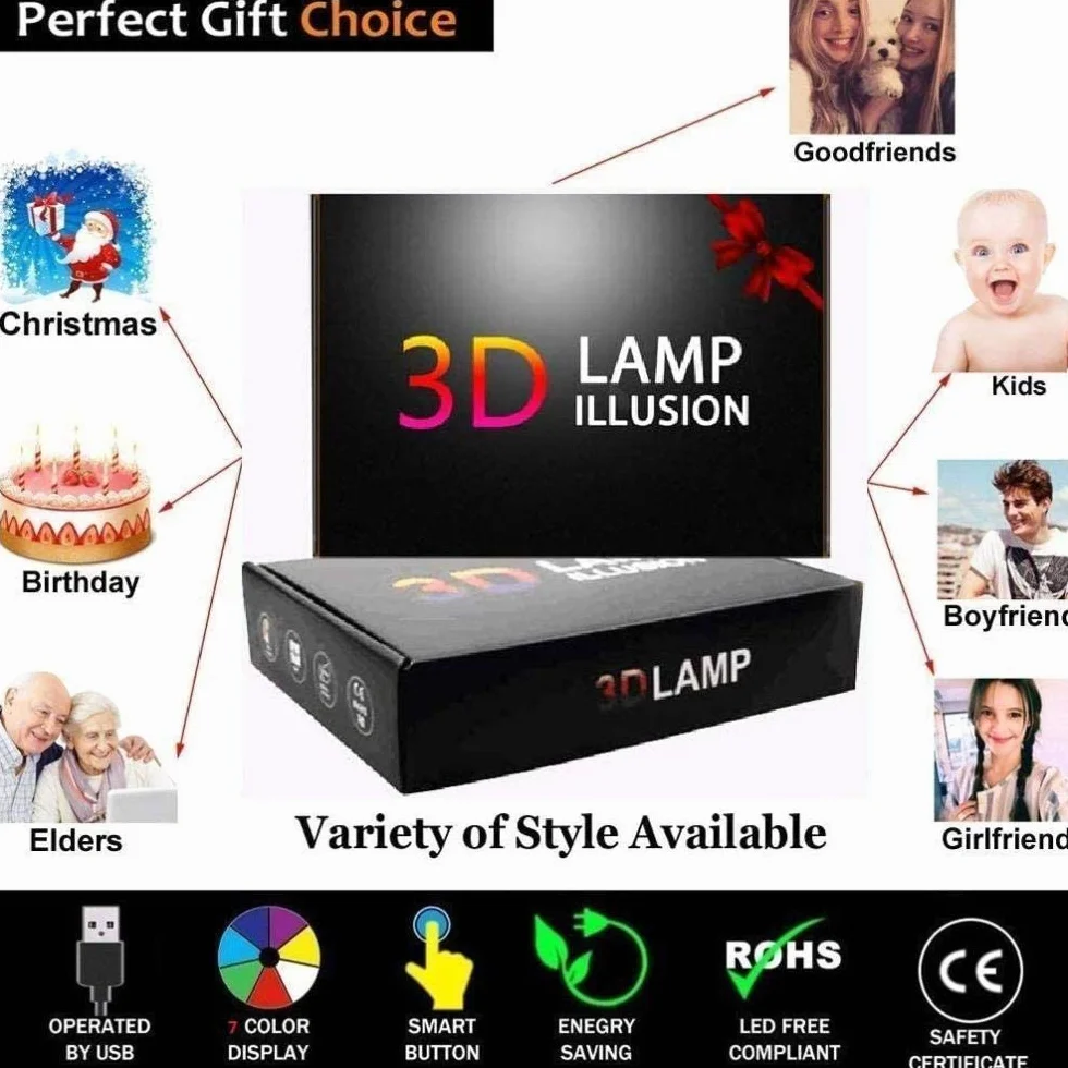 Lampa 3D LED Toradora 7 kolorów ściemniana z pilotem lampka nocna prezent