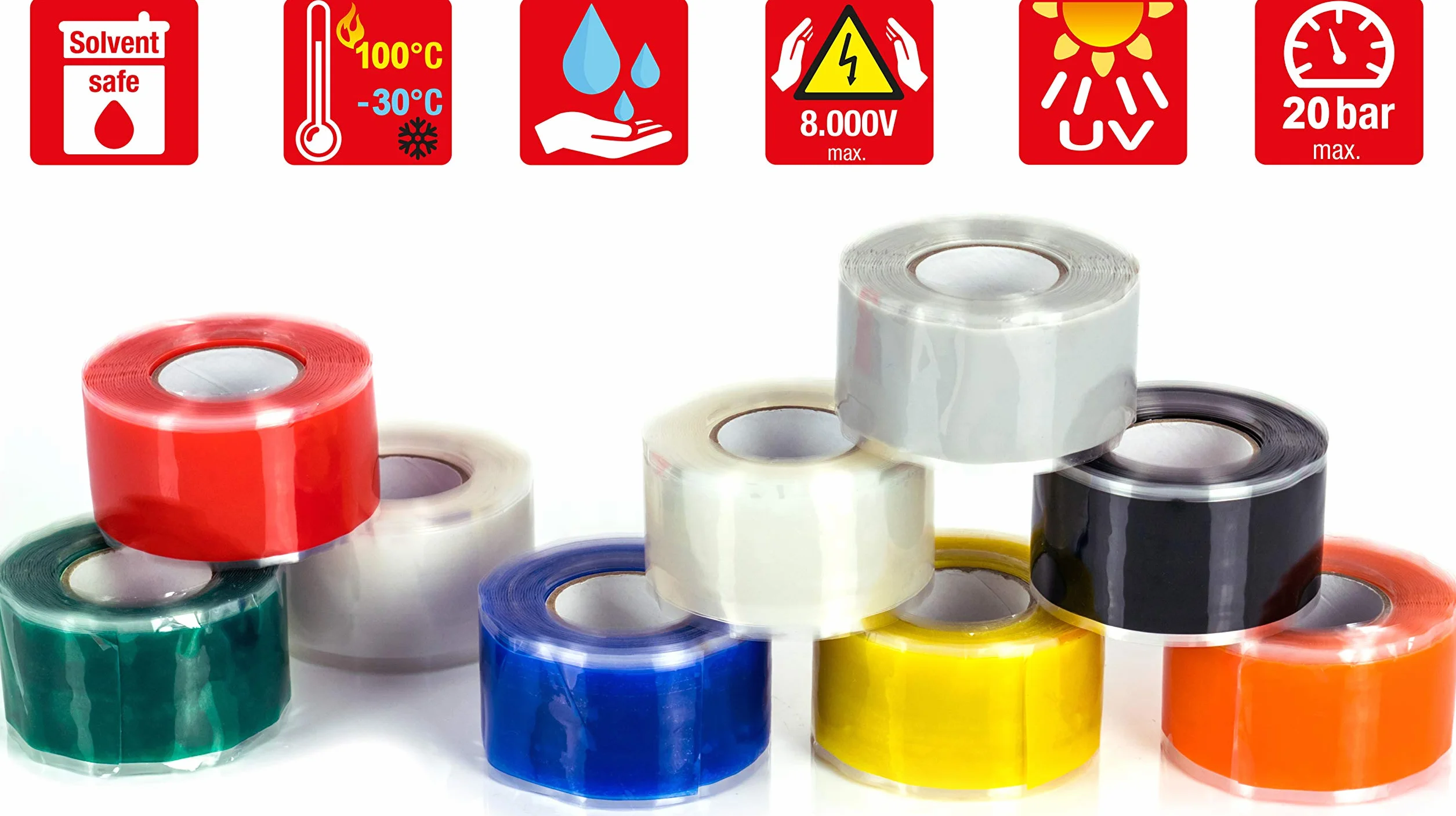 Poppstar samowulkanizująca taśma silikonowa 3 m x 25 mm izolacyjna uszczelniająca czerwona 1 rolka