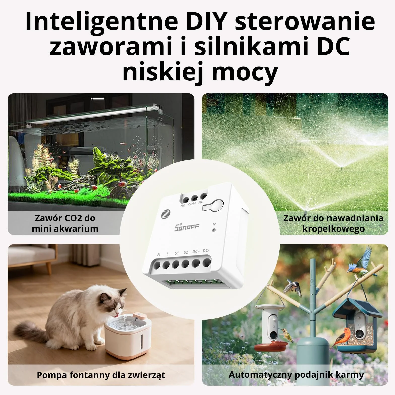 SONOFF MINI-ZBD Przekaźnik Zigbee 3.0, Suchy Styk, Wejście AC/DC, Kompatybilny z Hubami Zigbee, Alexa i Google Home, do Bramy Garażowej, Kotłów, Silników DC i Elektrozaworów
