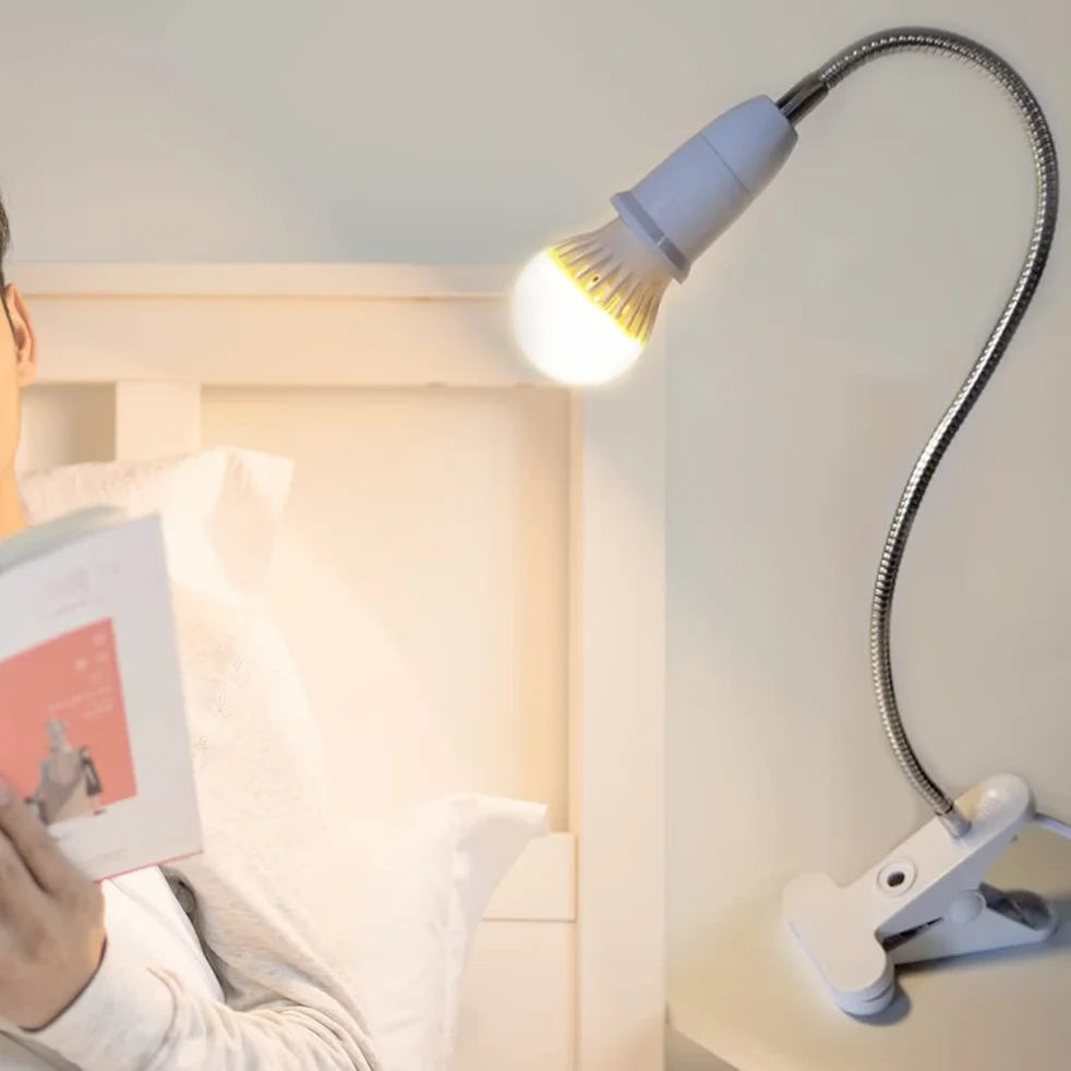TIMESETL Lampa z klipsem E27 2 szt. 45 W regulowana 360° gęsia szyja biurkowa z zaciskiem