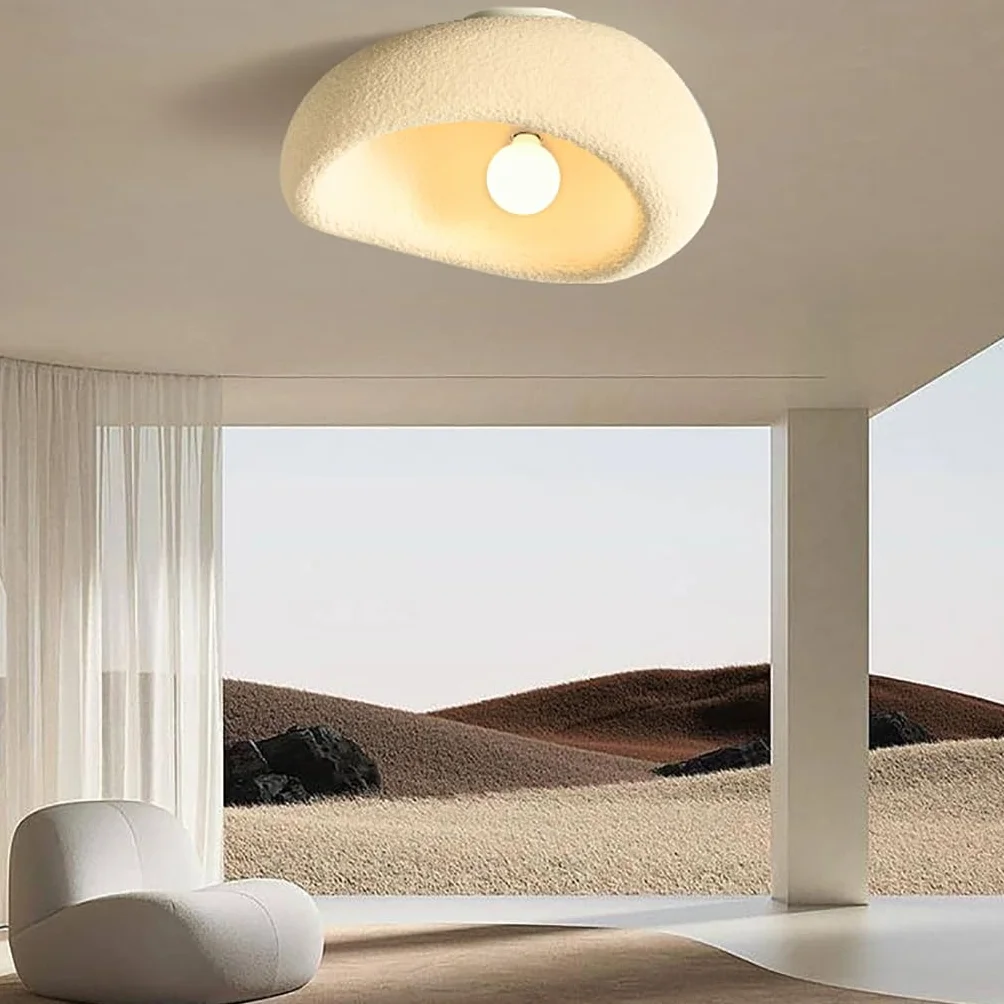 Lampa Sufitowa Wabi Sabi Beżowy Żyrandol E27 Regulowana Wysokość 40CM