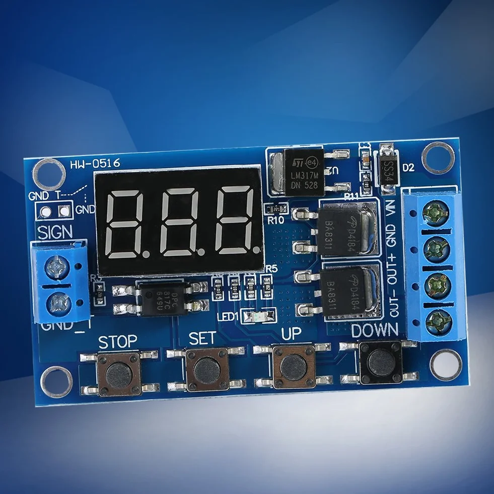 Timer moduł wyzwalacz opóźnienie cyklu programator czasowy DC 5 V - 36 V z wyświetlaczem LED