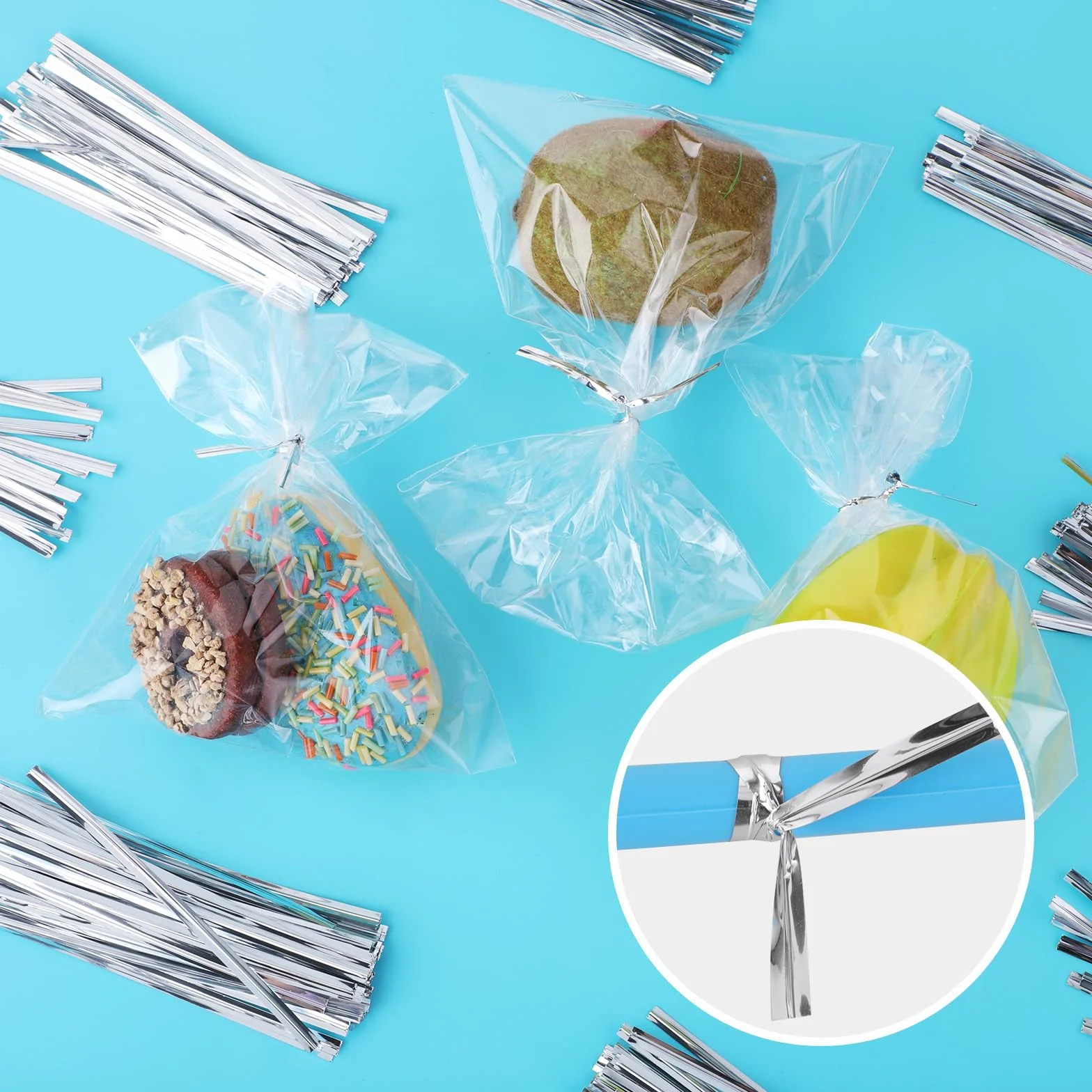 Twist Ties metaliczne zapięcie do wiązania torebek srebrnych 3,9 cala 1000 sztuk