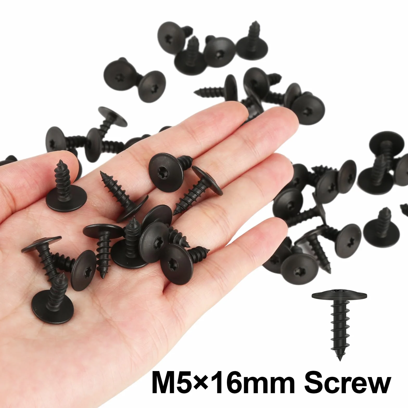 Wkręty blachowe M5 x 16 mm Torx czarne samowiercące 80 sztuk