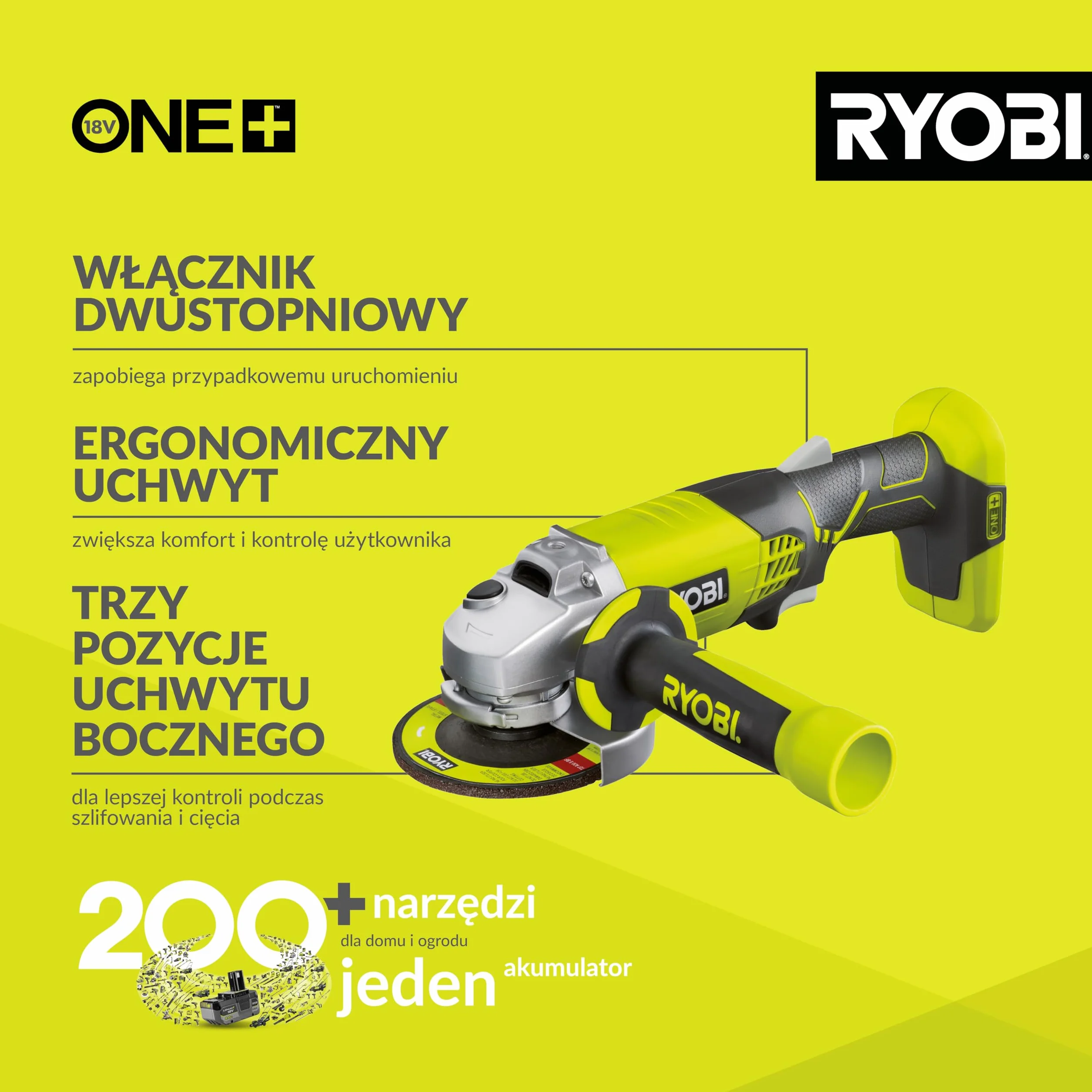 Ryobi R18AG-0 Szlifierka Kątowa Akumulatorowa 115 mm 18 V