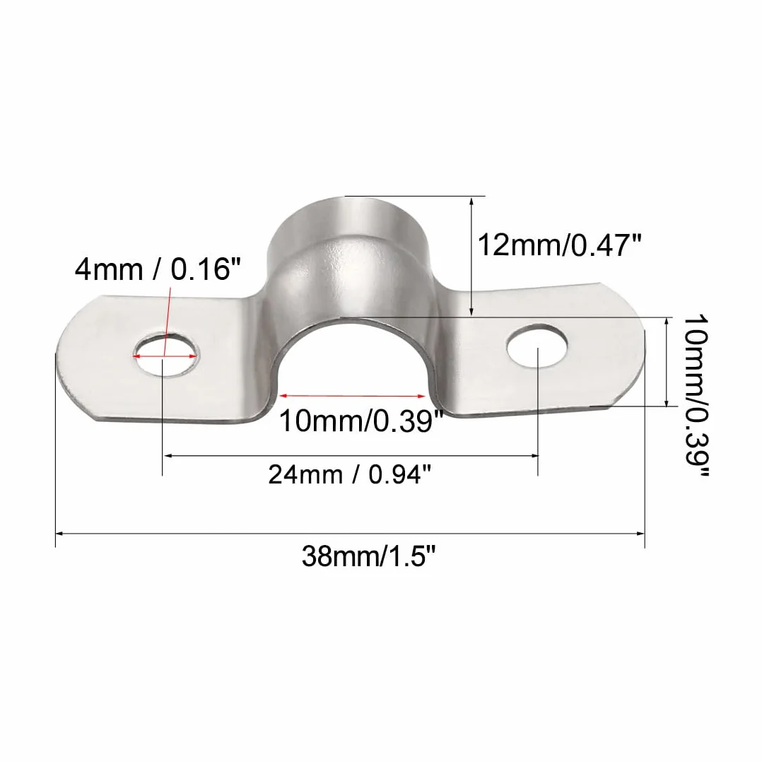 Obejmy do rur 304 stal szlachetna 20 sztuk 10 mm sztywne 2 zaciski otworowe