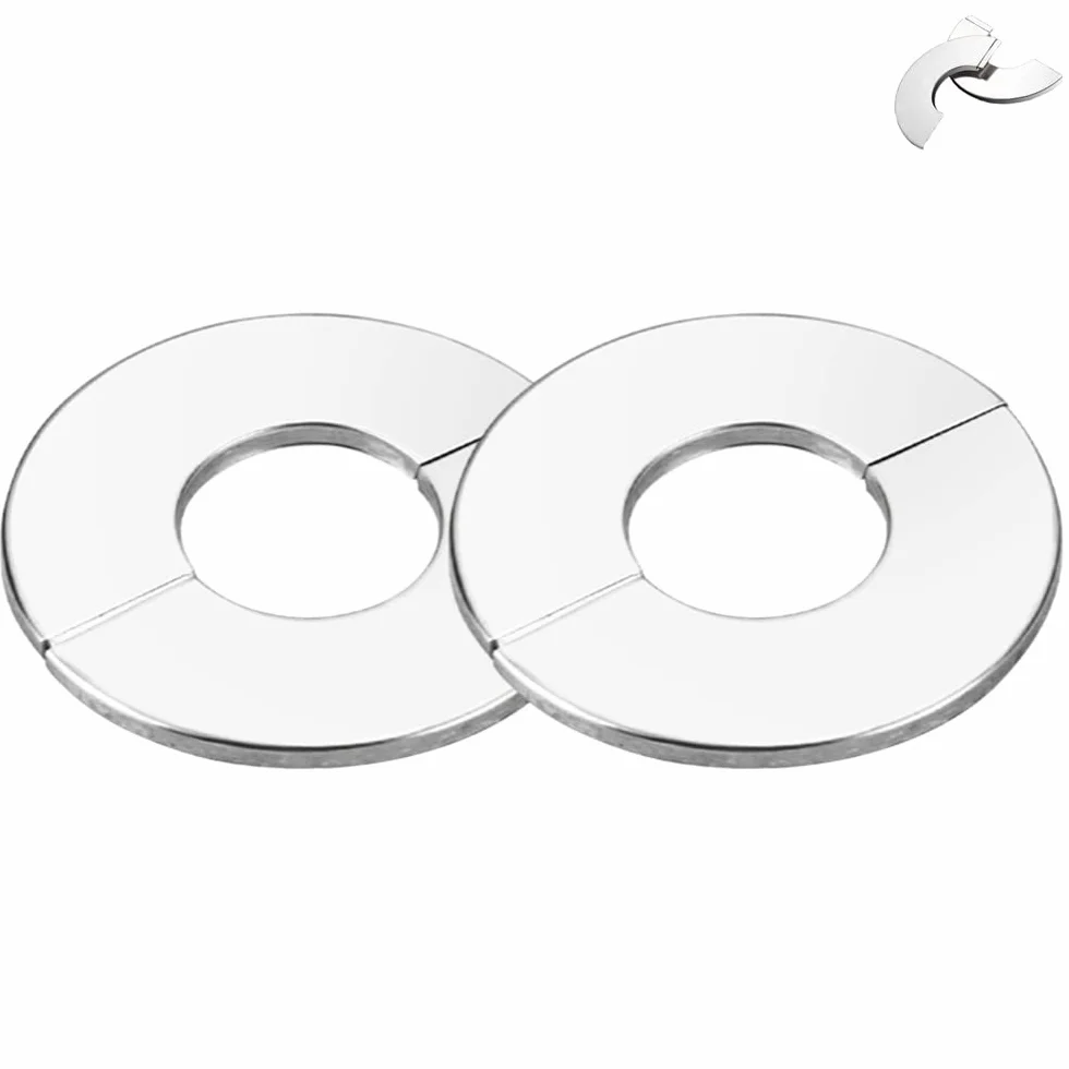 Chromowany zawór ze stali nierdzewnej dwuczęściowy pokrywa kranu kołnierz wtykowy srebrny 51 mm