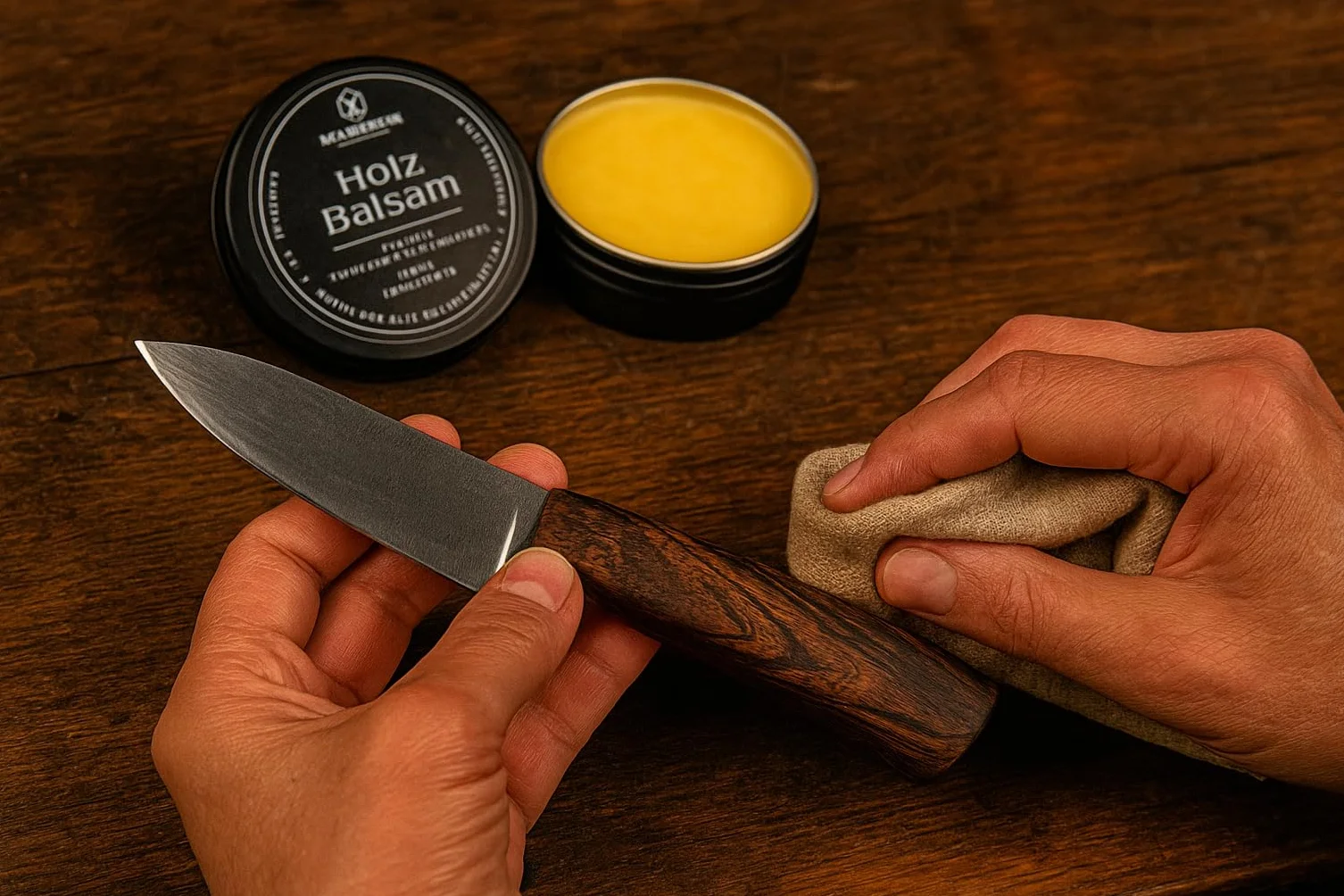 Balsam do drewna, certyfikowany, przeznaczony do kontaktu z żywnością – 100% naturalny wosk do drewna, bezbarwny, bez dodatków, wyprodukowano w Niemczech, wosk pszczeli i olej lniany