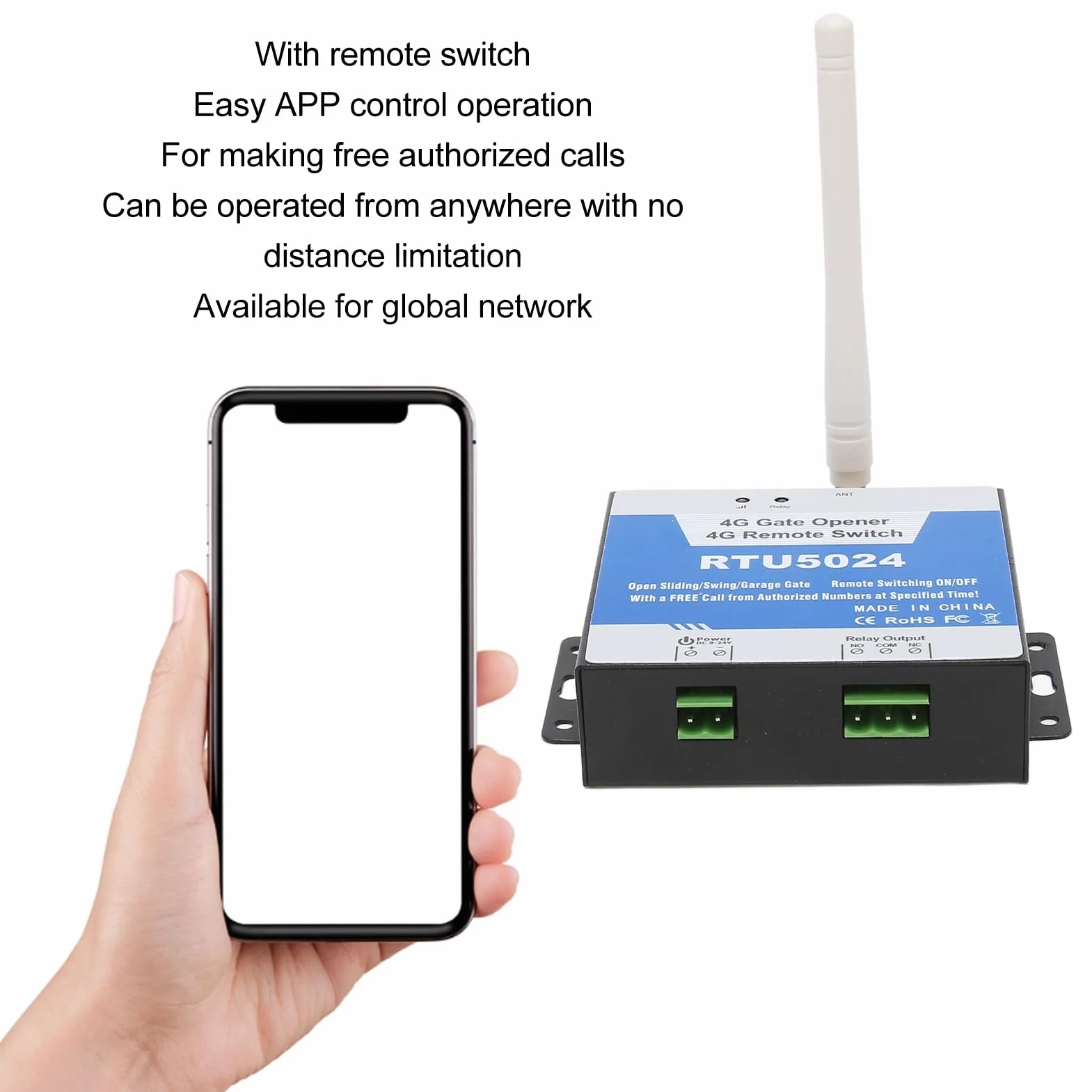 RTU5024 GSM Kontroler Dostępu do Bramy, Przełącznik Przekaźnika Zdalnego Sterowania 4G SMS