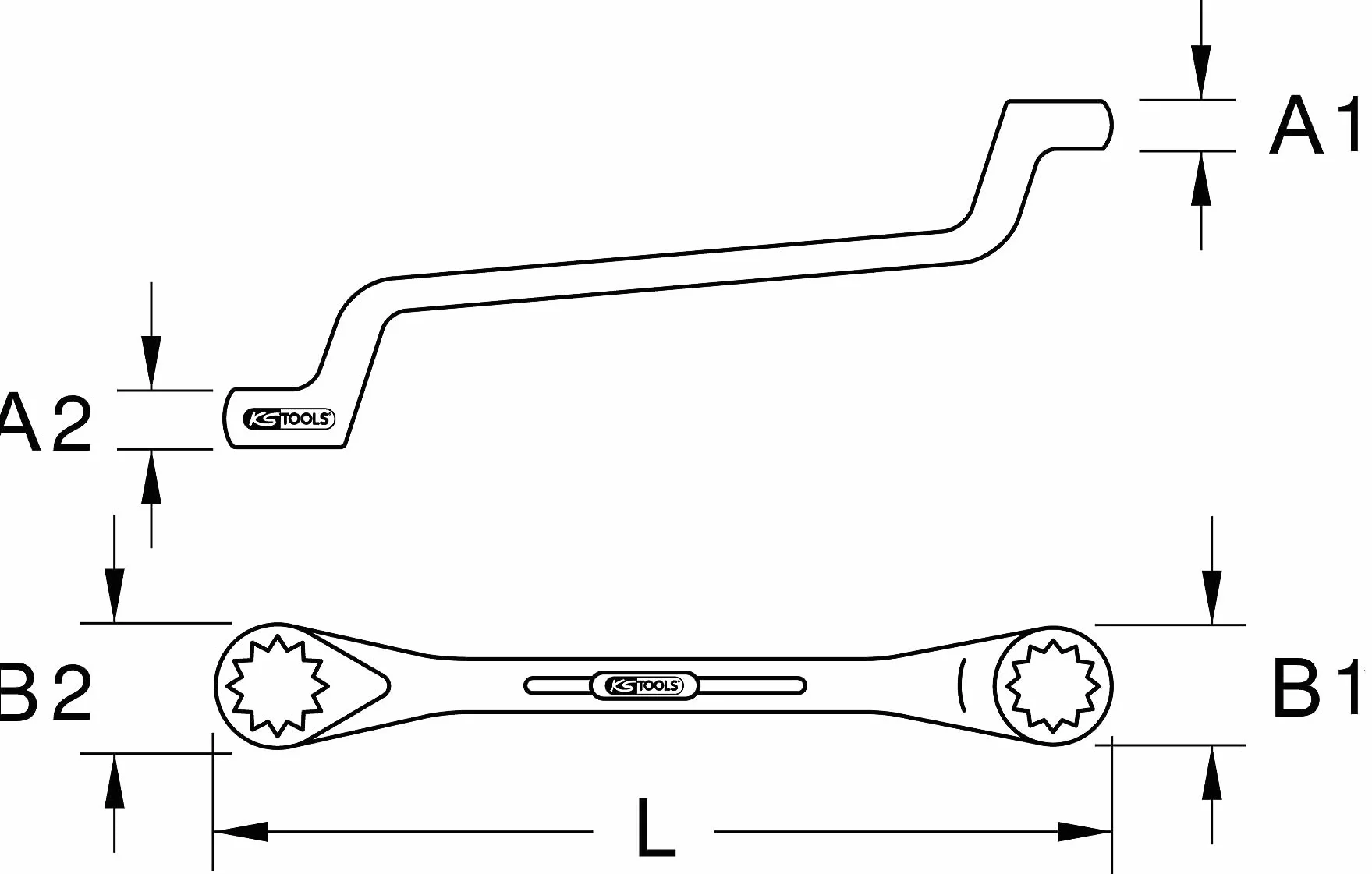 KS Tools 517.0812 Podwójny klucz oczkowy zagiety 18x19mm