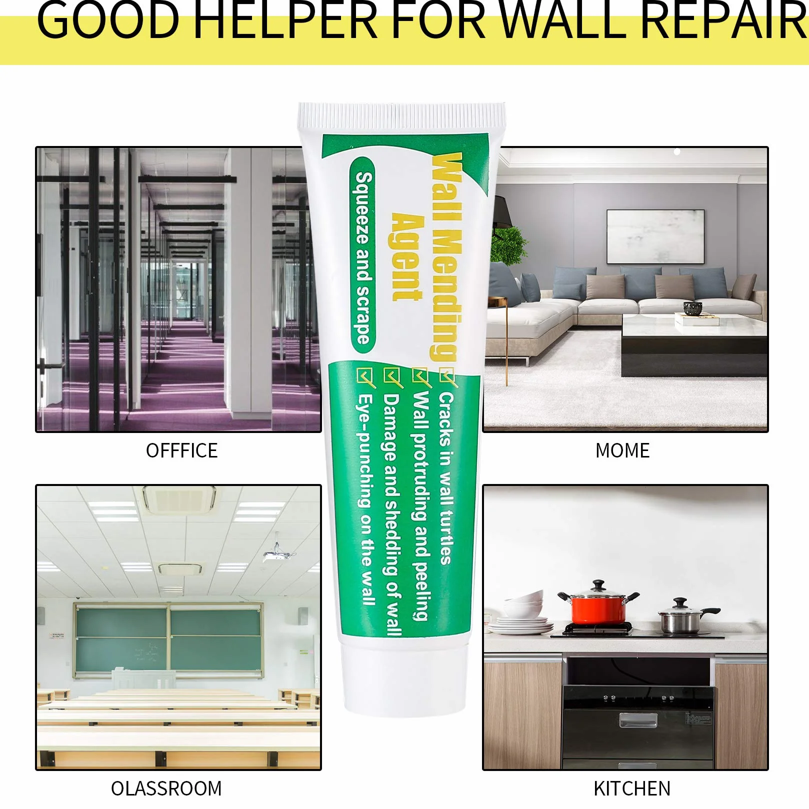 Safe Wall Mending Agent Repair Cream Wall Crack Filler Paste for Walls Nail Holes Stains 100g x 3 with Scraper