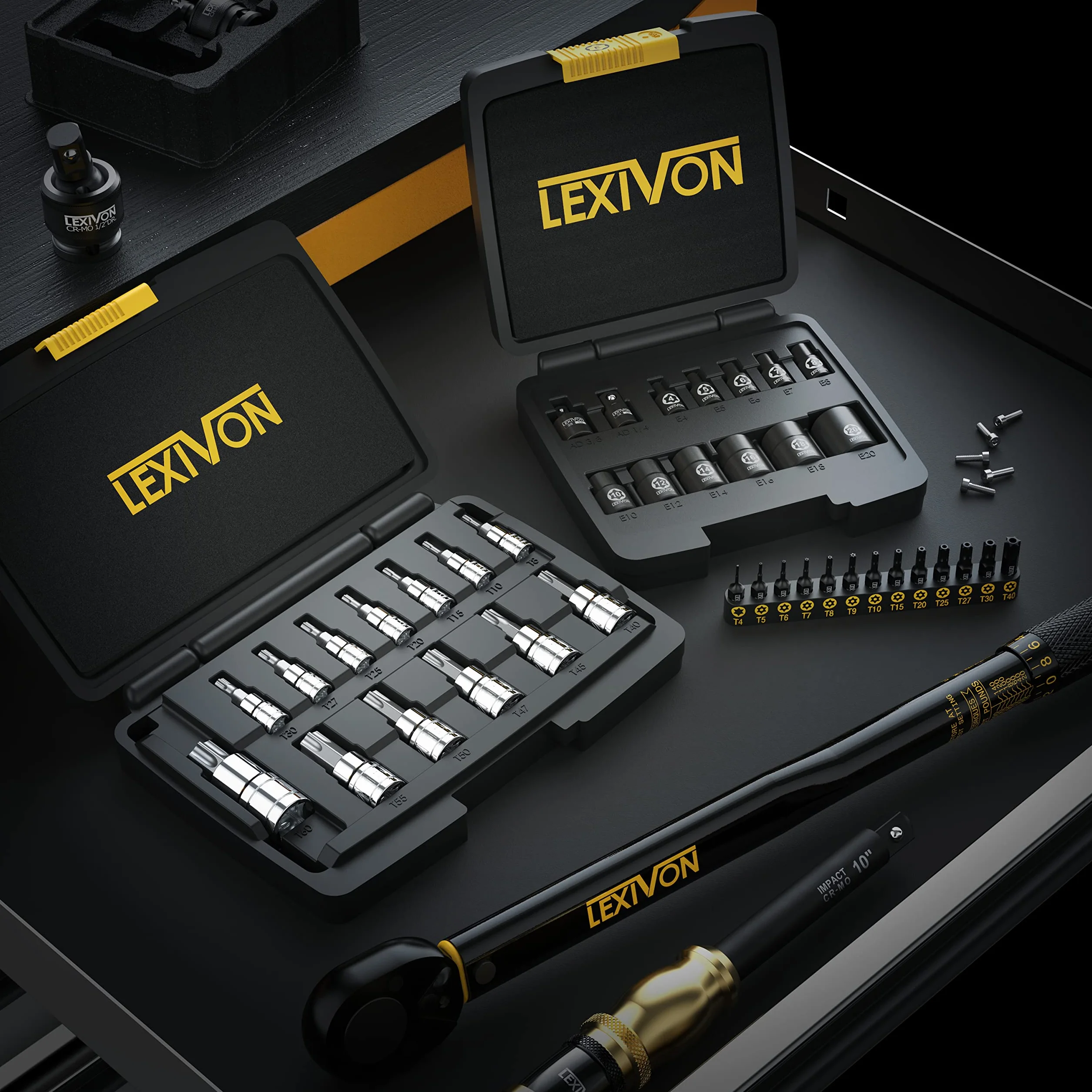 LEXIVON 13-częściowy zestaw Torx śrubowy ze stali nierdzewnej S2 T4-T40 precyzyjna obróbka CNC LX-301