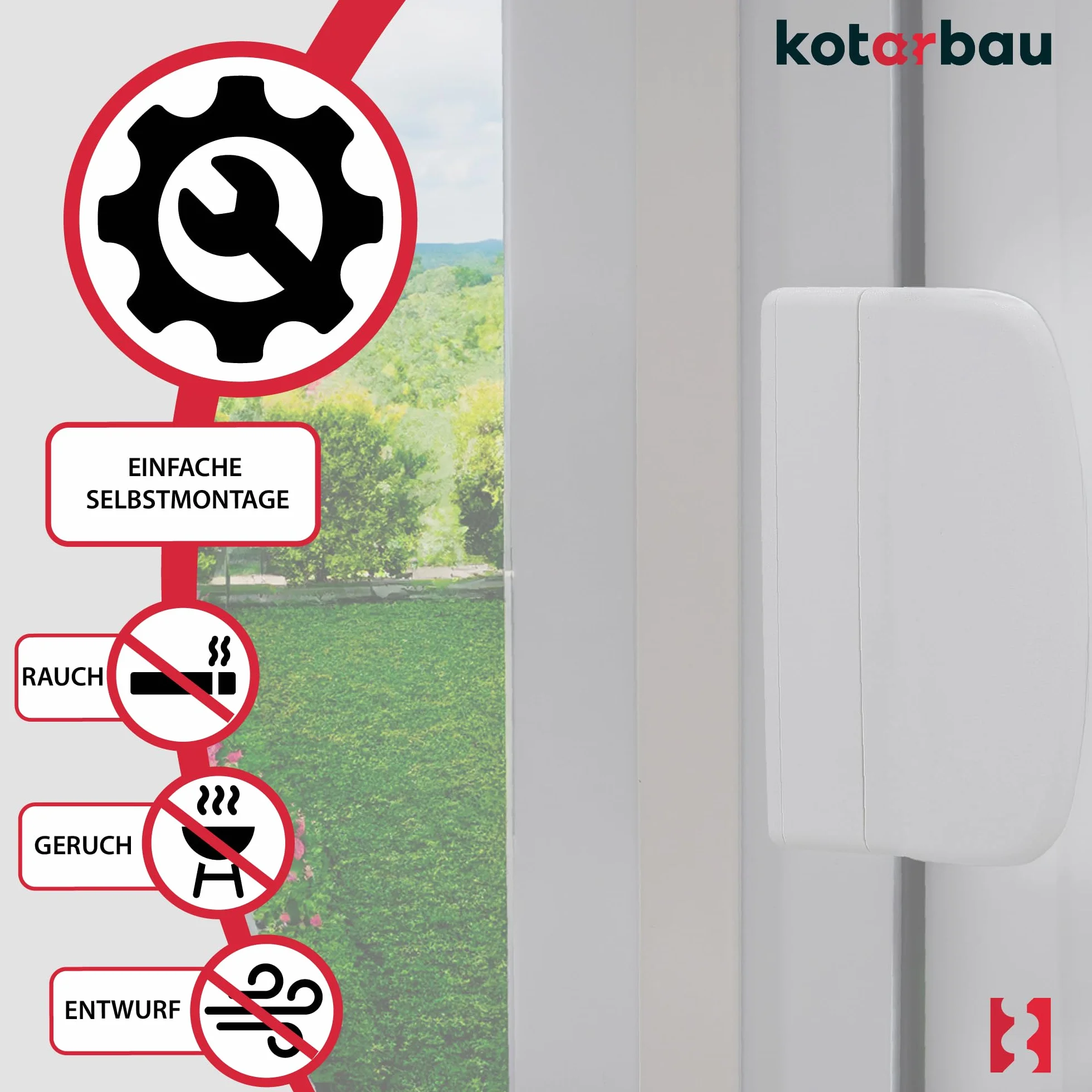 KOTARBAU® Klamka balkonowa z tworzywa sztucznego biała bezpieczna dla palących uchwyt zamykający