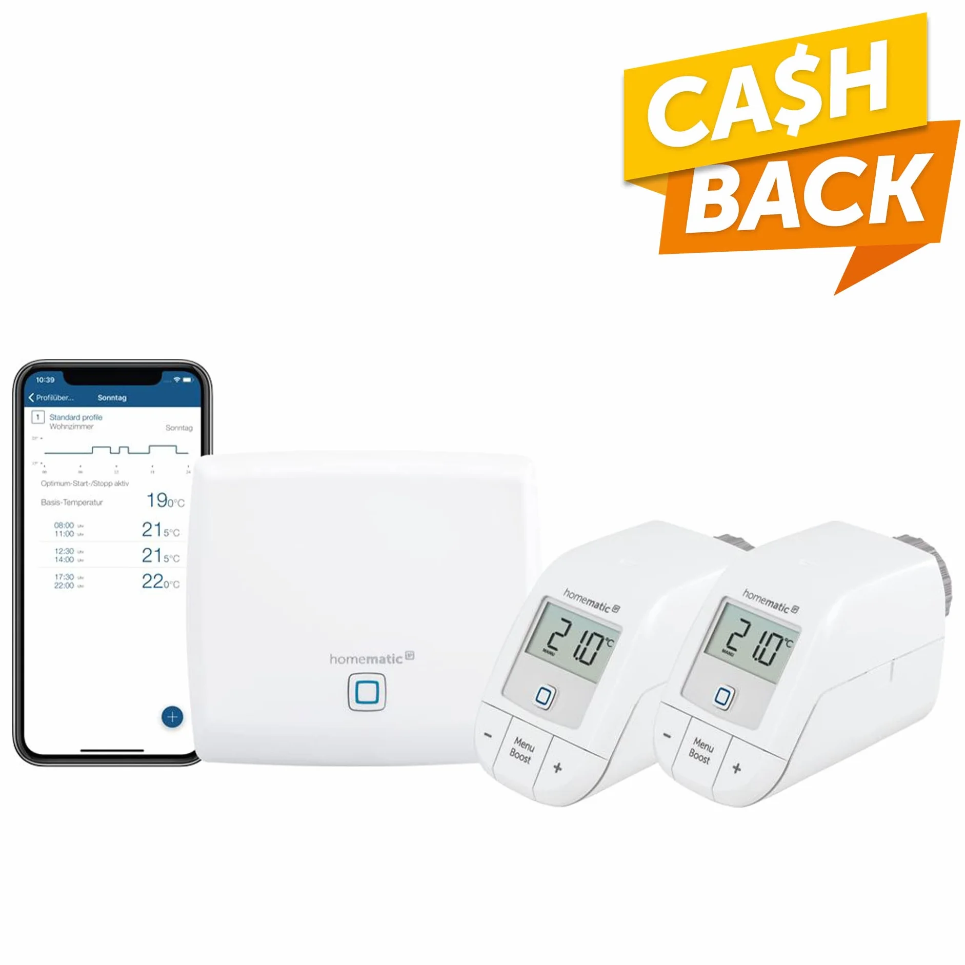 Homematic IP Smart Home 156537A0 zestaw startowy, cyfrowe sterowanie ogrzewaniem z aplikacją lub bez, Alexa, Google Assistant, łatwa instalacja, oszczędność energii, termostat, termostat grzewczy