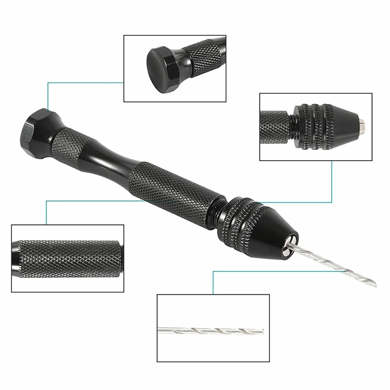 Precision Hand Twist Drill Jewelry Making Tool with Adjustable Chuck Screw Bits for Wood Metal Resin Craft