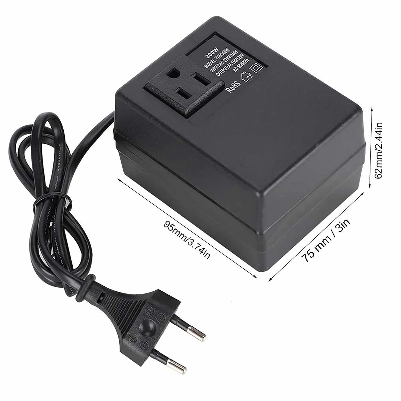 Transformator Mocy 300 W AC 220 V na 110 V Przetwornica Napięcia EU Wtyczka