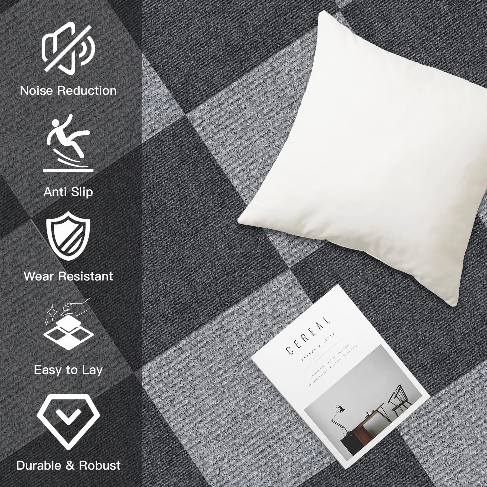 Płytki dywanowe samoprzylepne 30x30 cm zestaw 10 sztuk 0,9 m² wykładzina podłogowa