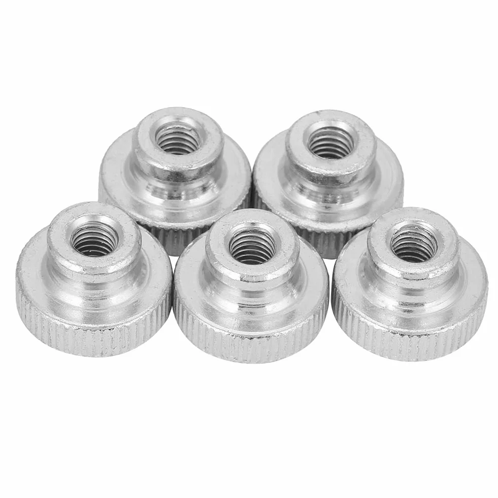 Vernickelter Kohlenstoffstahl Handfest Rändelmuttern Griff mit Muttern M3 M4 M5 M6 M8 M10 (65pcs)