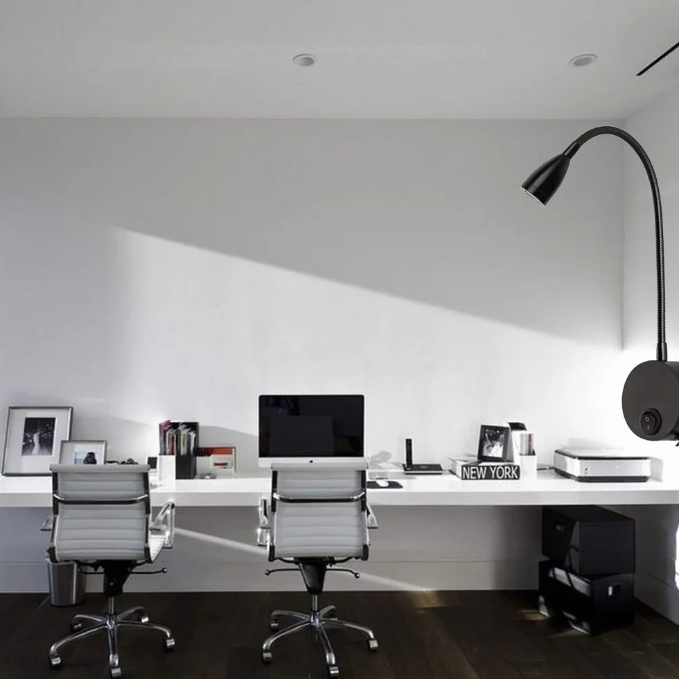 Lampa LED do czytania Yangli 3W 3000K czarno-ciepła biel z włącznikiem i wtyczką