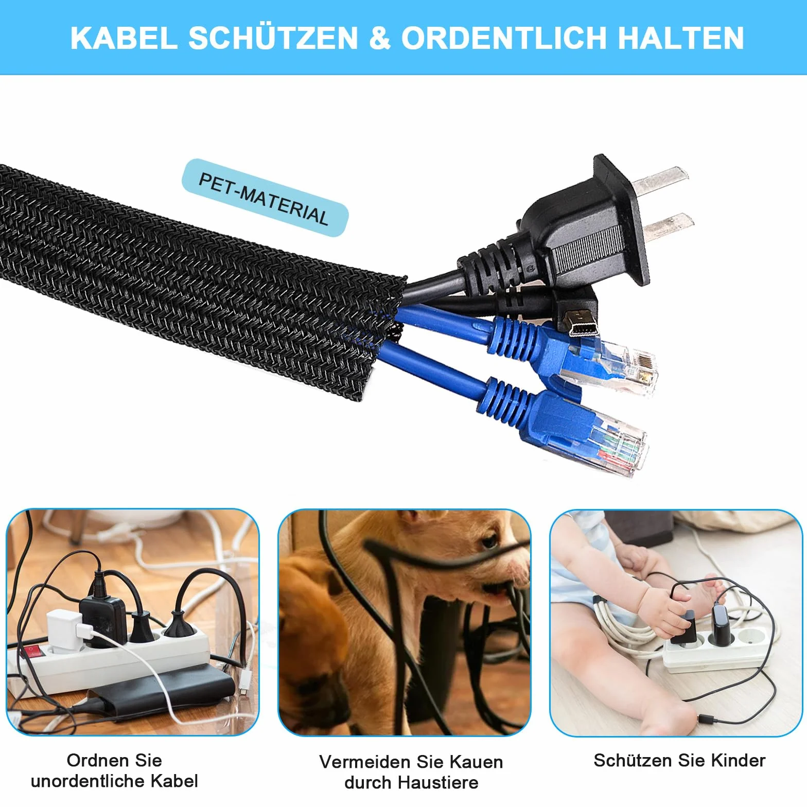 SURFOU Wąż kablowy 3,1 m x 13 mm elastyczny samozamykający się ochrona kabla