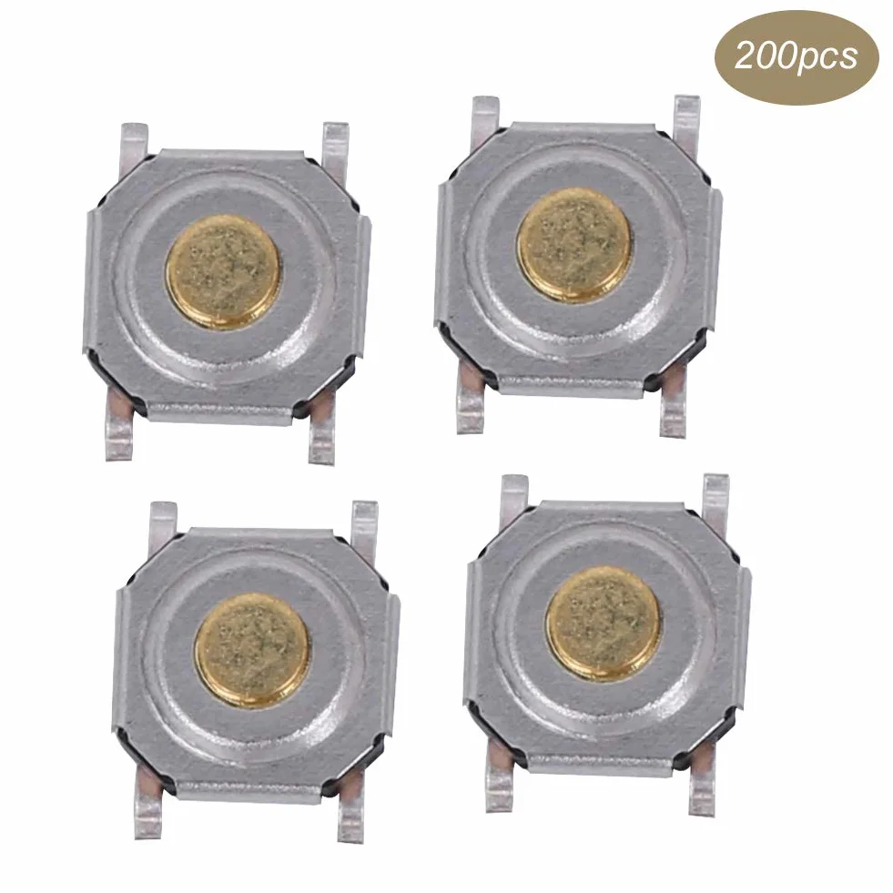 Dotykowy wyłącznik przyciskowy mosiężna głowica SMD 4 mm x 4 mm x 1,5 mm 0-440 V 4-biegunowy 200 sztuk
