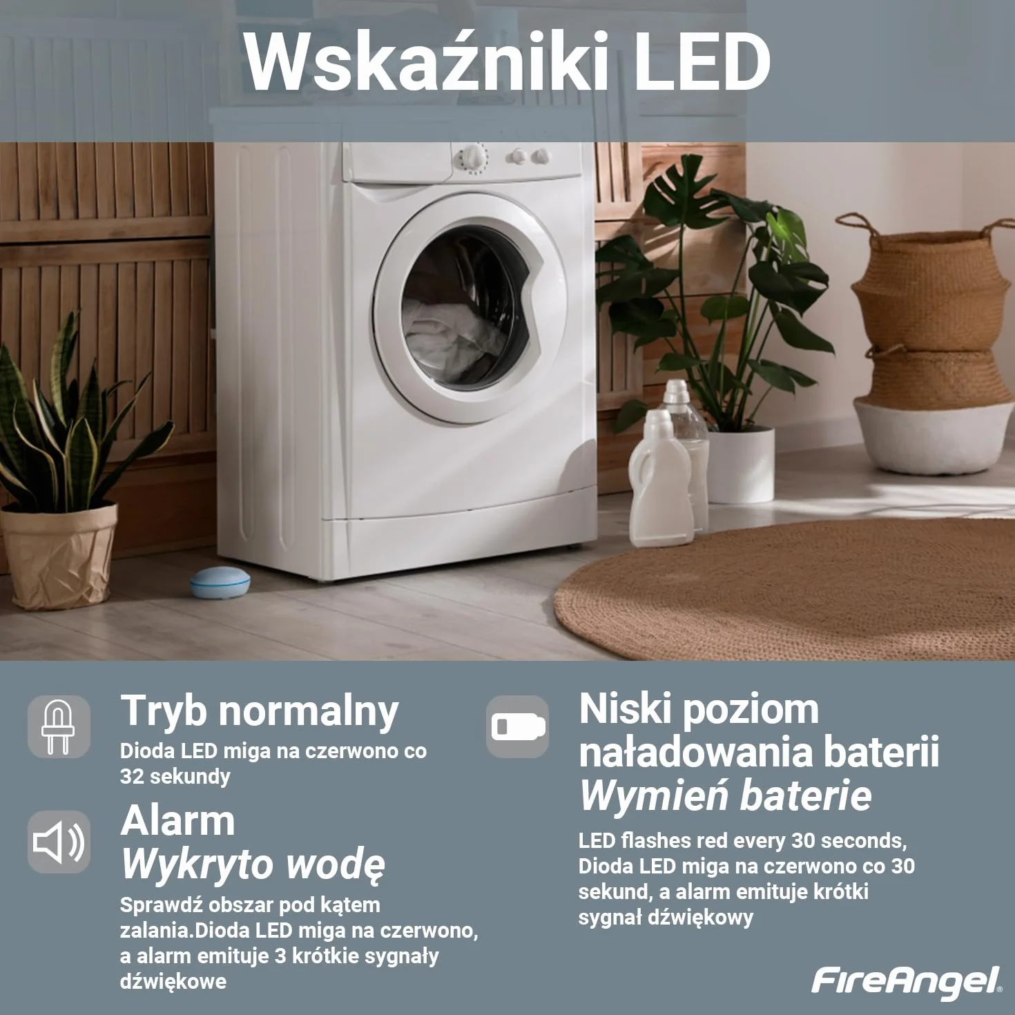FireAngel FA7011 Czujnik Wycieku Wody - Czujnik Zalania Biały