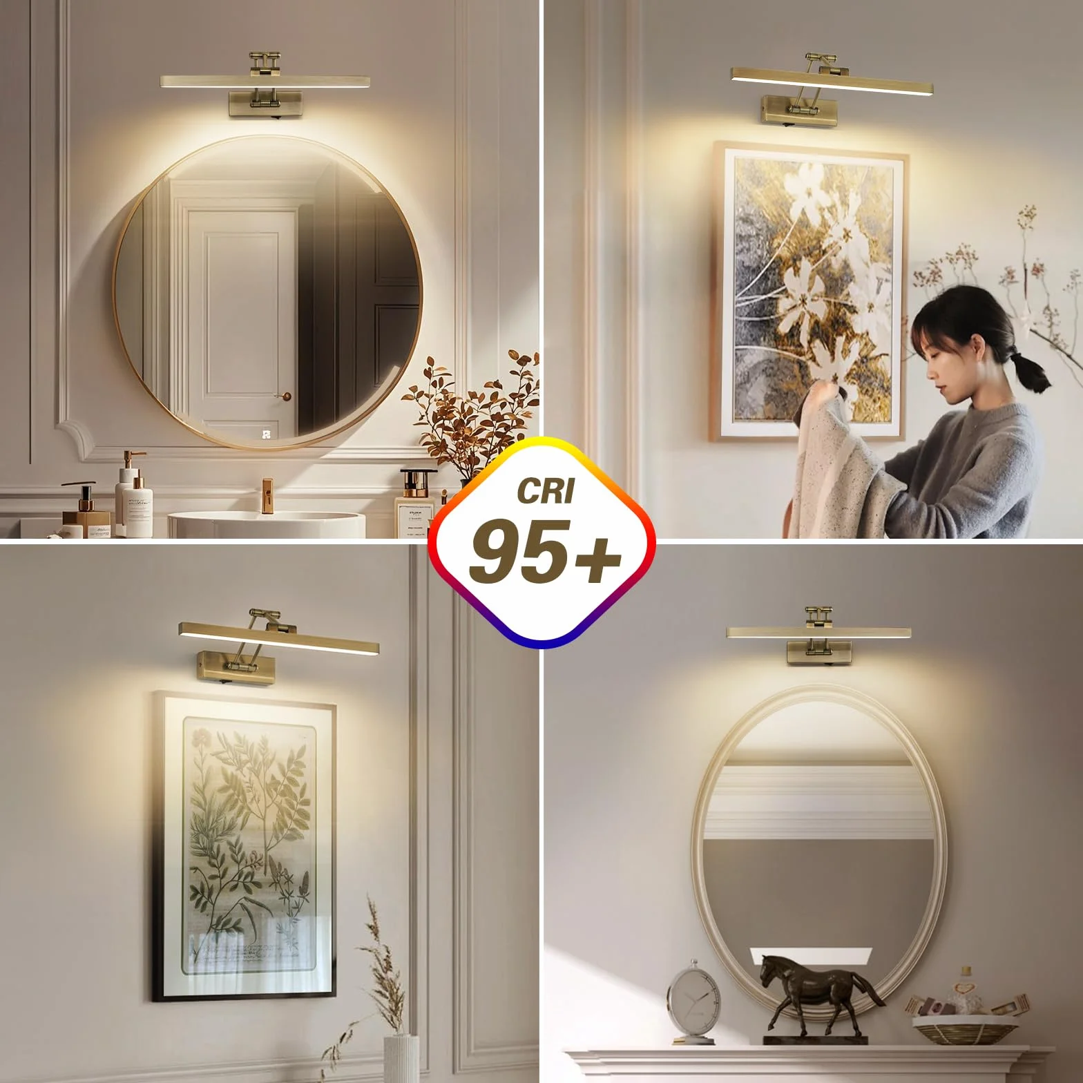 Lampa ścienna LED 40 cm złota z regulowanym ramieniem i timerem