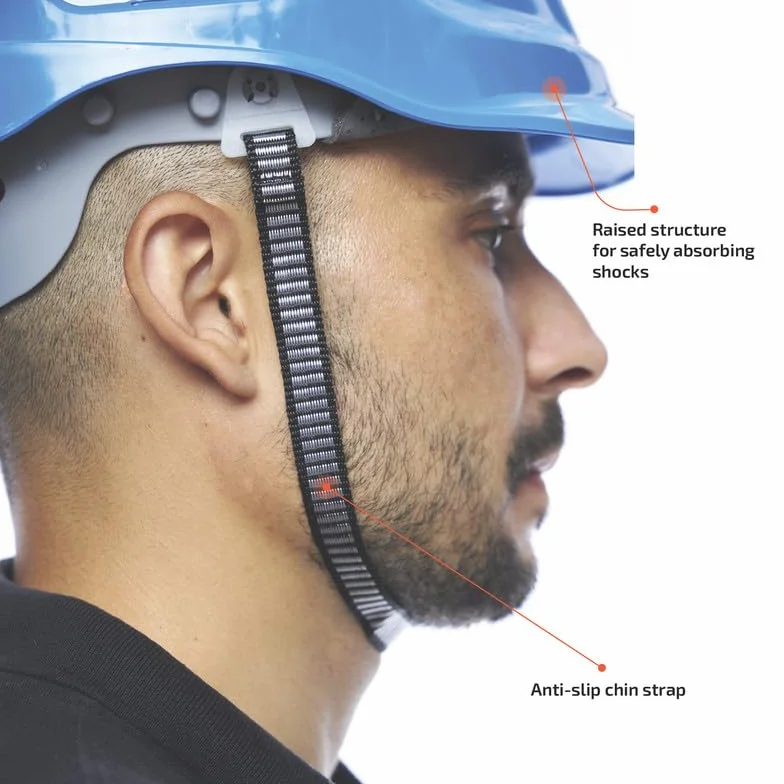 Kask budowlany regulowany wentylowany z paskiem pod brodą kompatybilne akcesoria