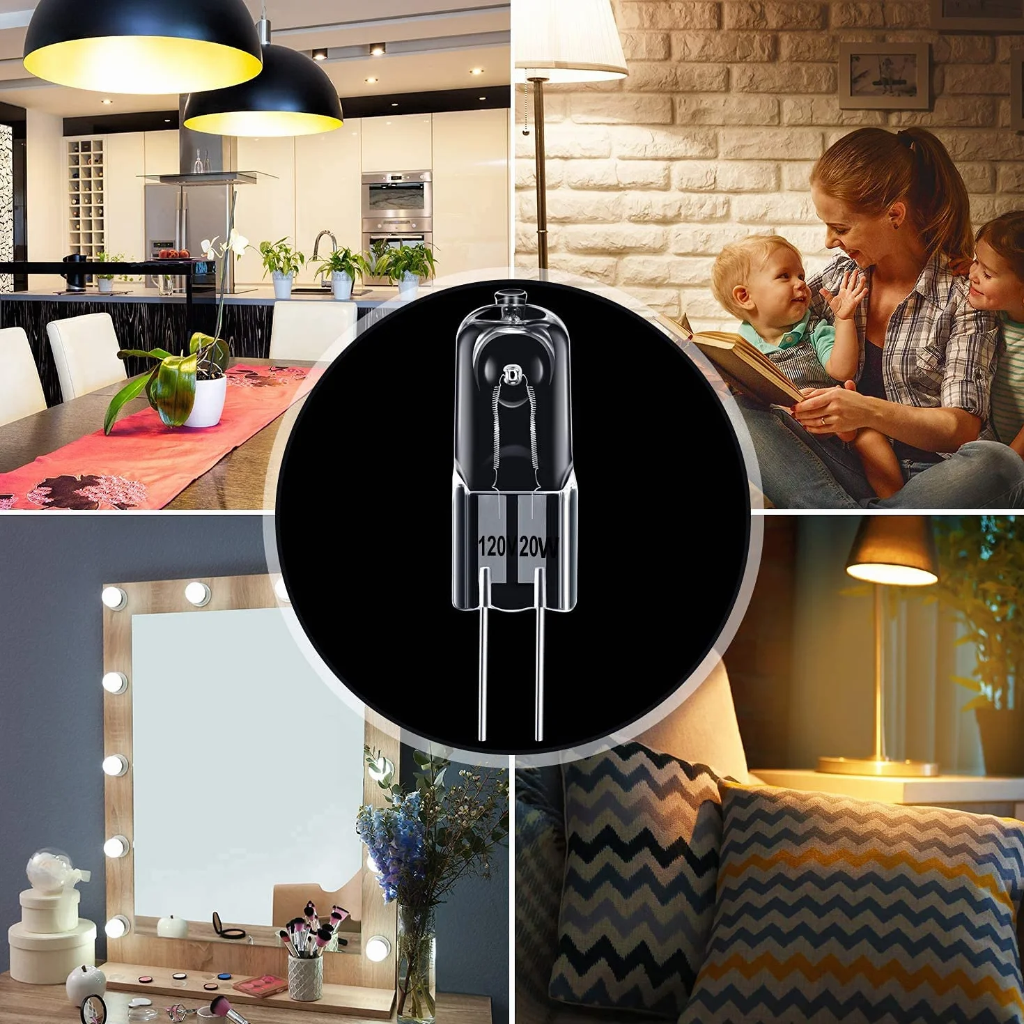 Voarge 10 sztuk żarówek halogenowych G4, 12 V, ciepła żółta, ściemnianie, 20 W, niskonapięciowe światło przednie, lampa kapsułkowa do oświetlenia wewnętrznego, sypialni, kuchni, lampa sygnalizacyjna