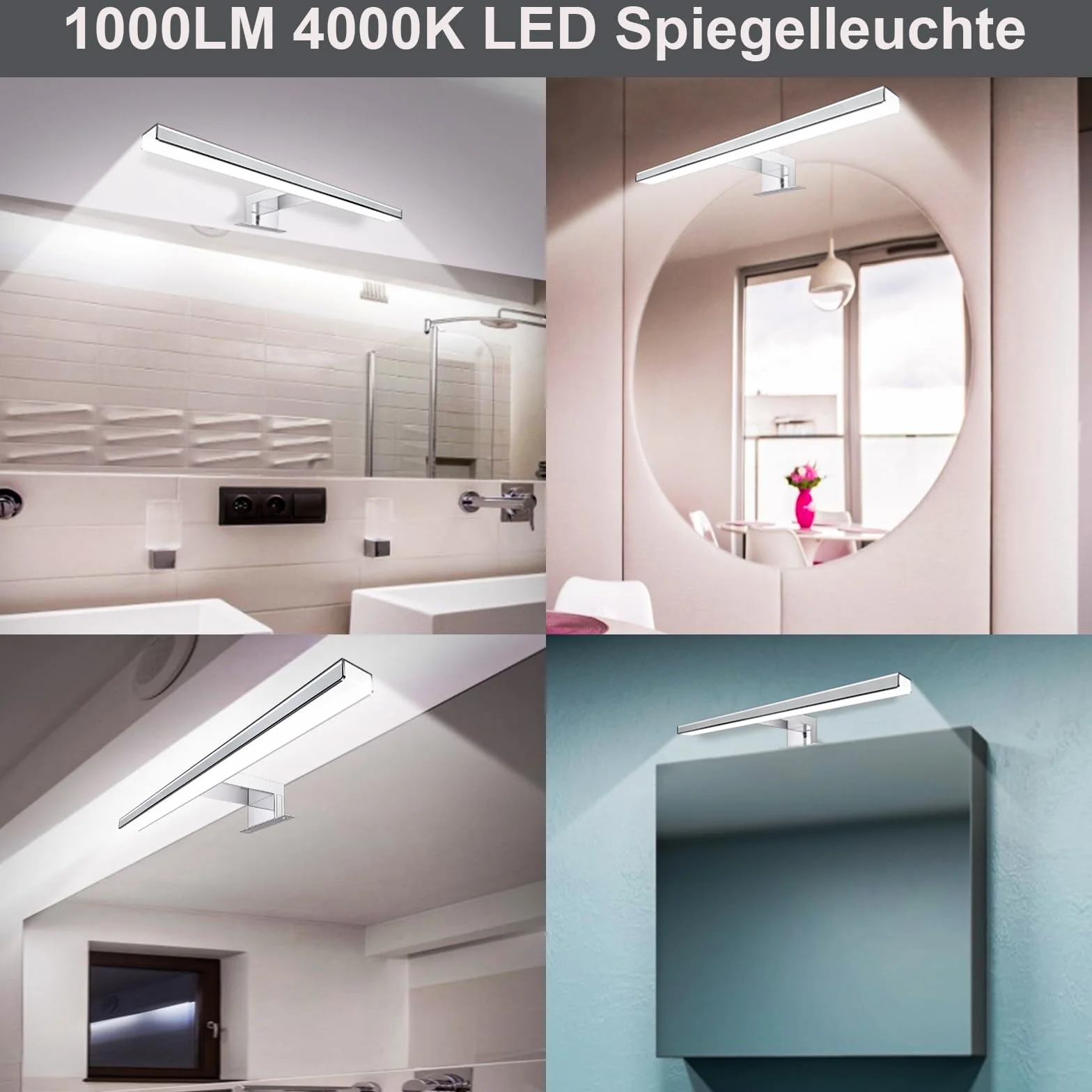 Karrong Lampa LED do lustra łazienkowego 40 cm 8 W 1000 lm 4000 K IP44 wodoszczelna