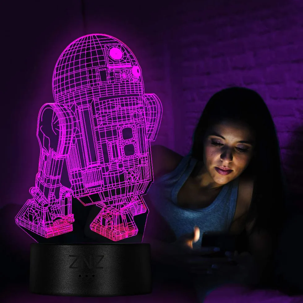 Lampa 3D LED Illusion Night Light 16 kolorów z pilotem Smart Touch Decor 5-R2D2