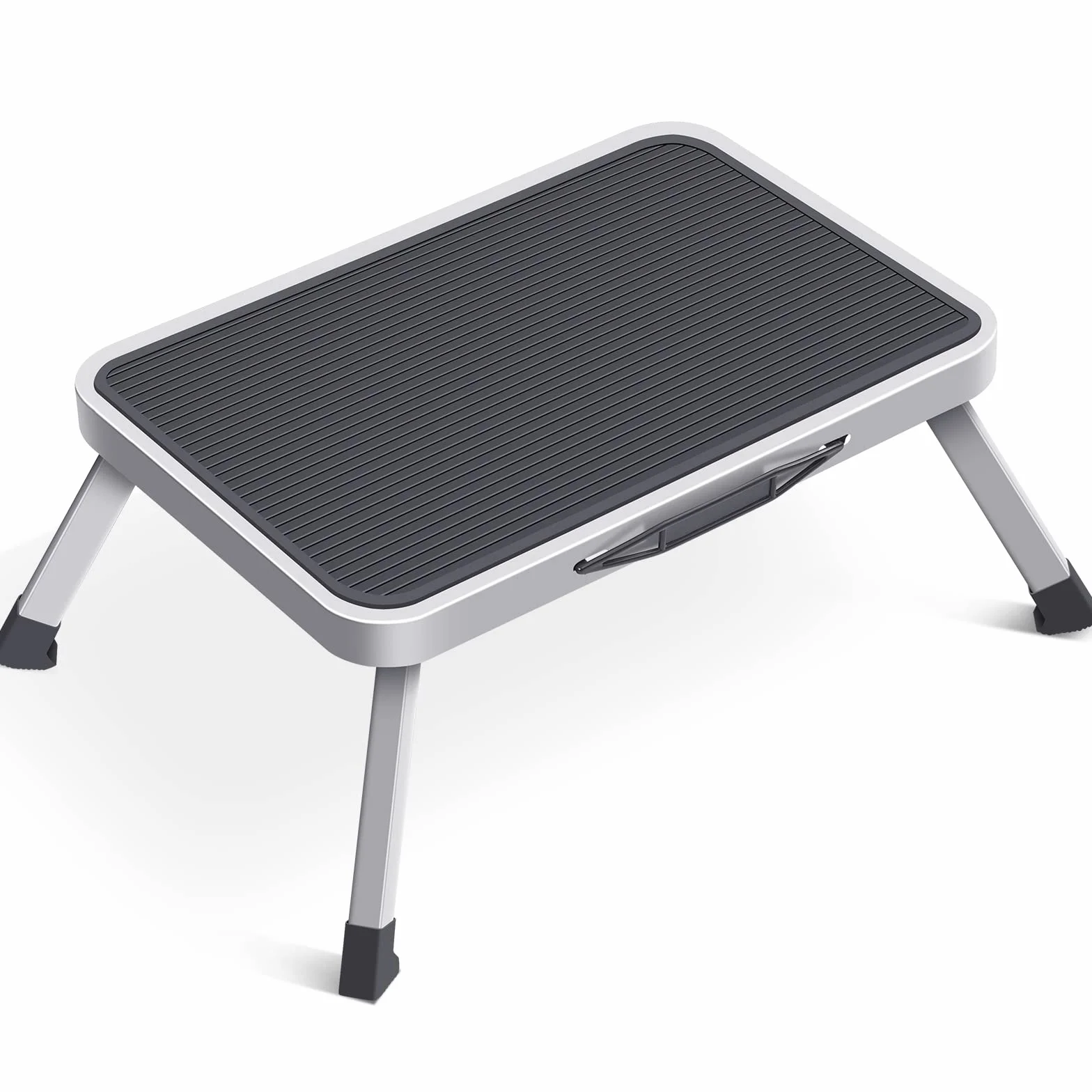 KINGRACK Stołek schodkowy składana drabina jednostopniowa 150 kg szary