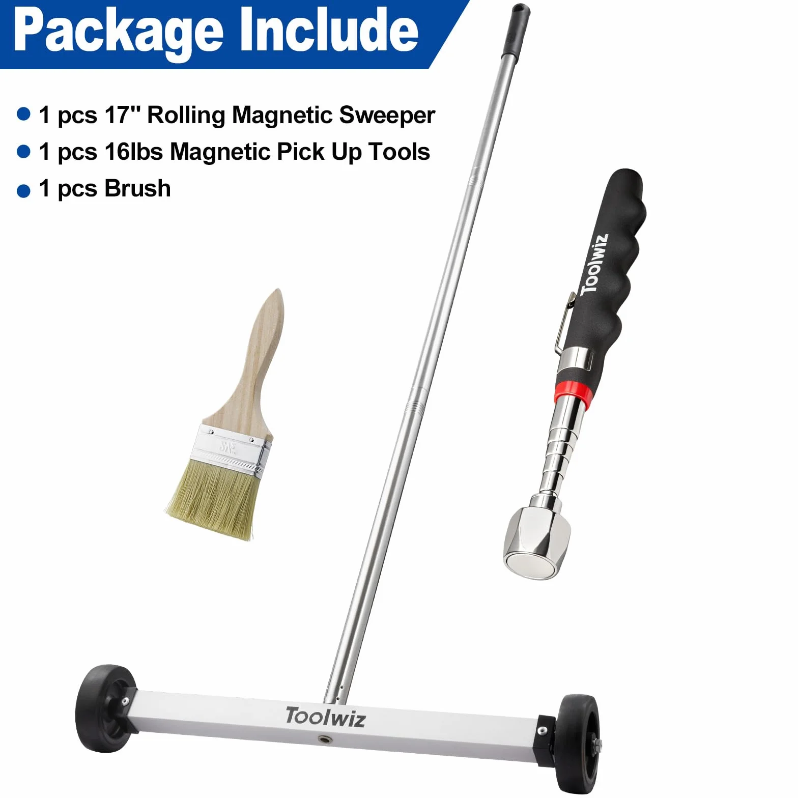 Toolwiz Zamiatarka magnetyczna 43 cm 4 kg teleskopowa 7,3 kg