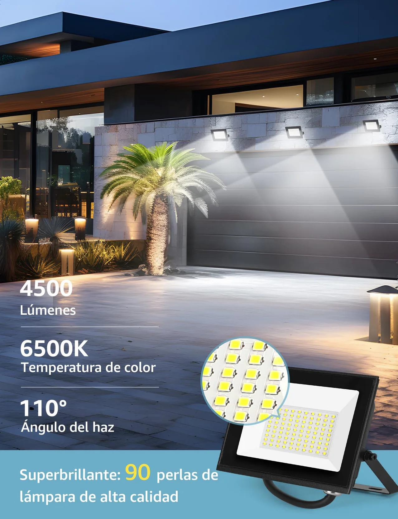 ãAigostar Projecteur LED Extérieur 50W 4300lm Projecteur Exterieur LED Blanc Froid 6500K IP65 Imperméable pour Jardin,Patio,Cour,GarageÓ