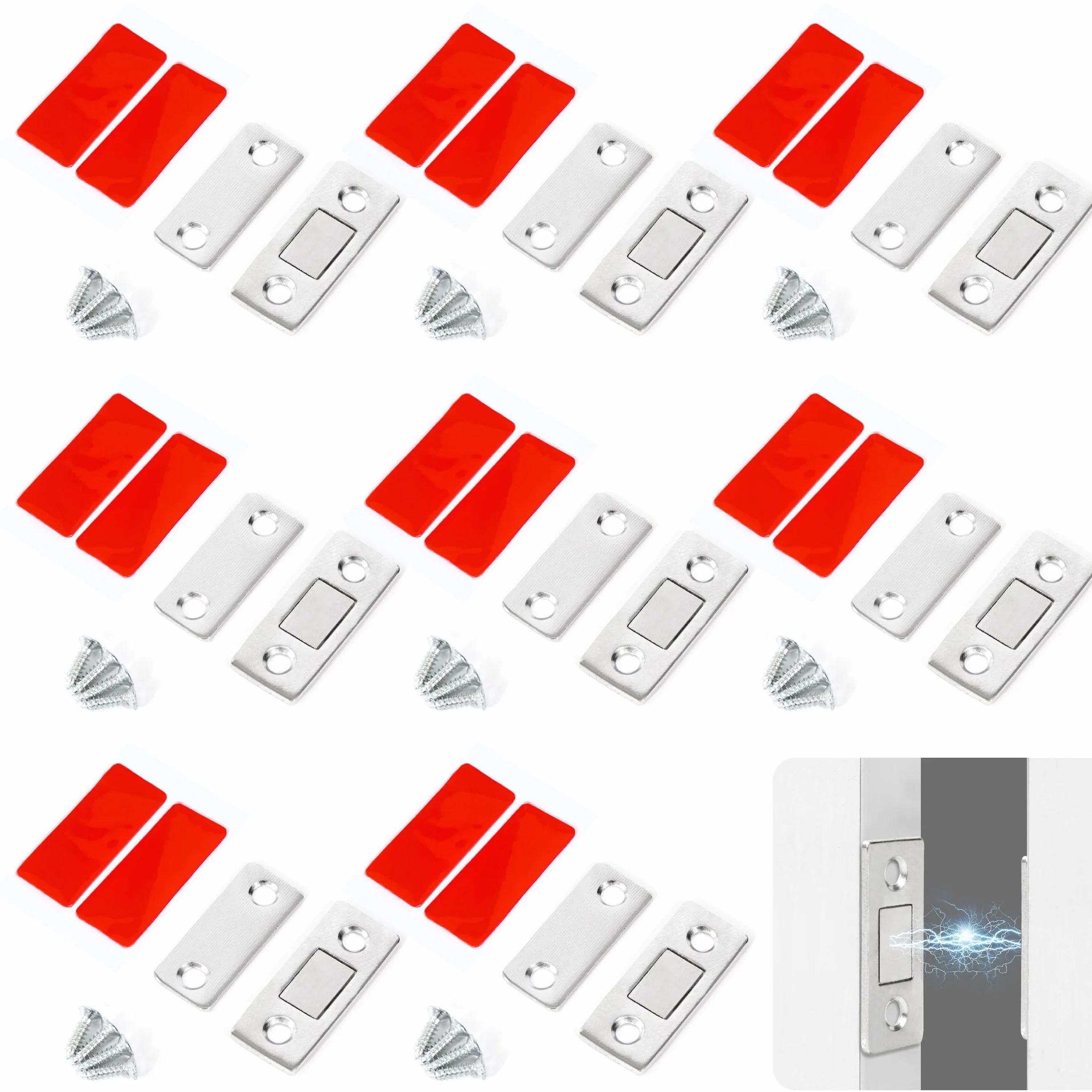 Zatrzaski magnetyczne ze stali nierdzewnej 8 sztuk srebrne