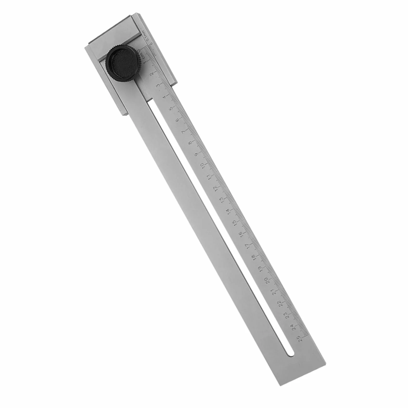 Linijka Pomiarowa 0-250 mm, Dokładność 0,1 mm, Narzędzie z Gałką, Widoczna Skala