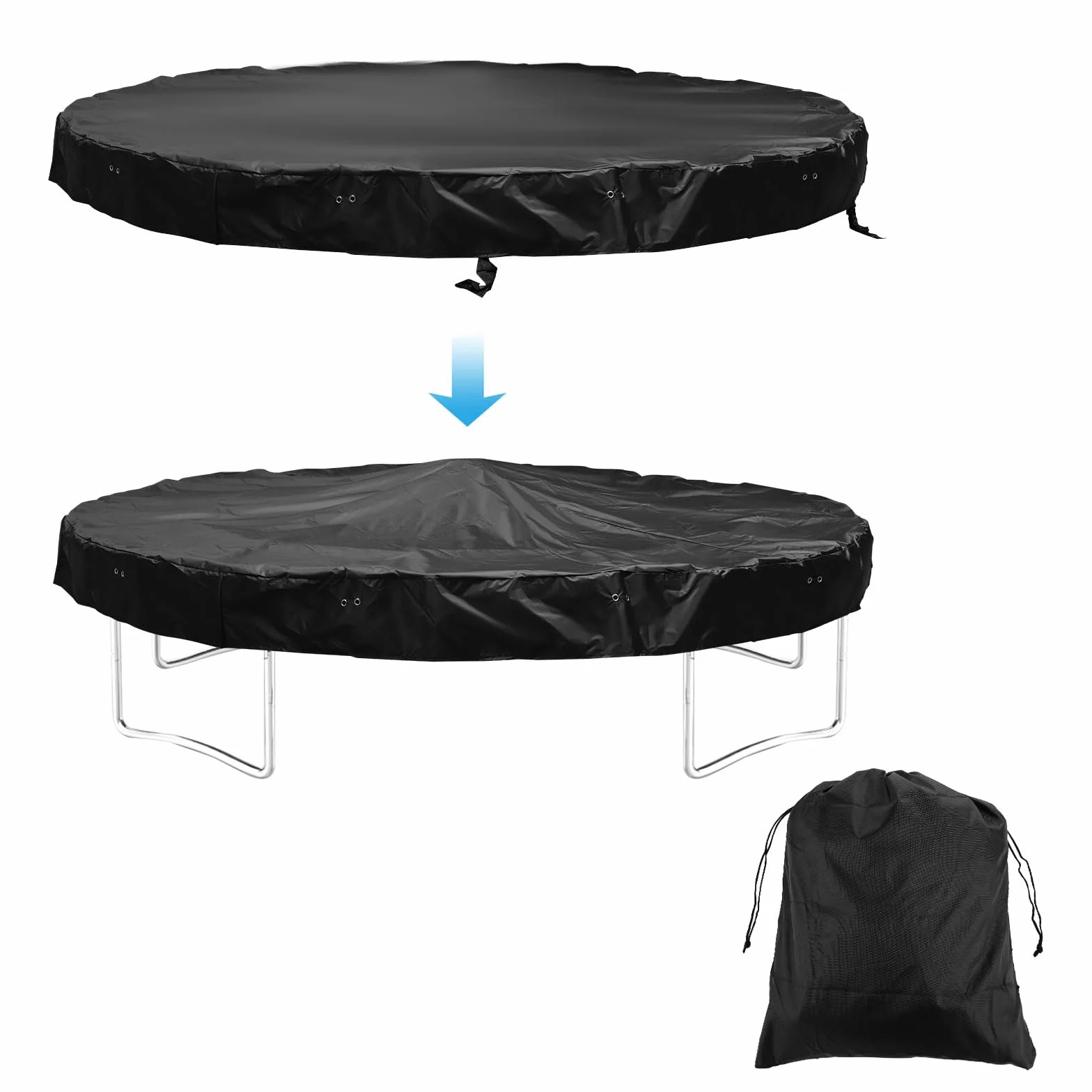 Pokrowiec na Trampoline Zimowa, 244cm Pokrowiec na Trampoline z Tkaniny Oxford Pokrowiec na Trampoline Chroniacy Przed Warunkami Atmosferycznymi Pokrowiec na Trampoline(Czarny)