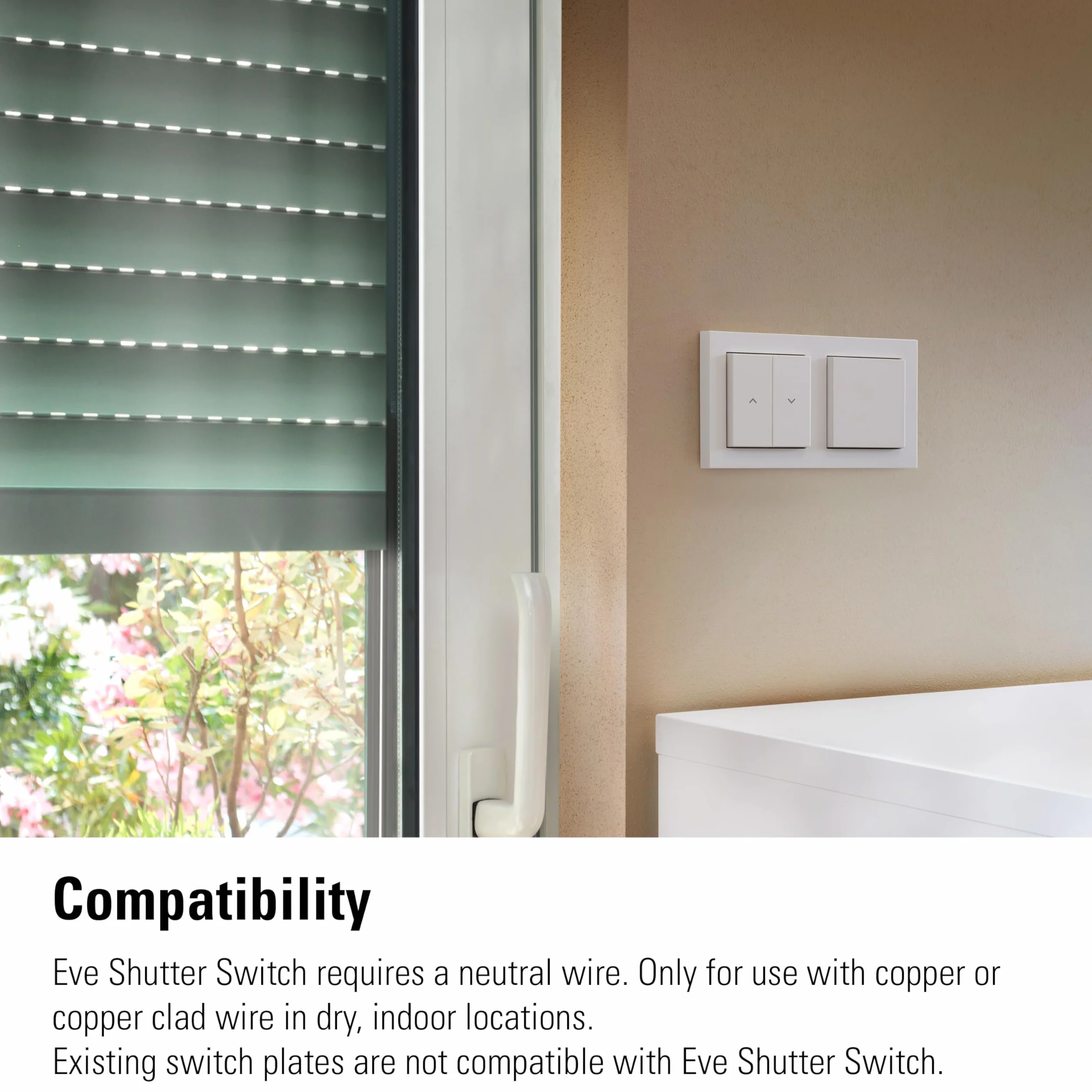 Eve Shutter Switch - inteligentne sterowanie roletą (mat) do Alexa, Apple Home;Google Home;SmartThings; Home Assistant; sterowanie aplikacją i głosem; automatyzacja; wymaga routera granicznego i