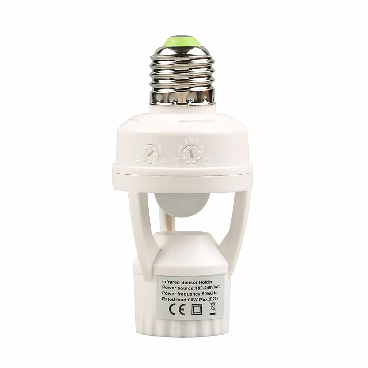 E27 Gniazdo światła z Czujnikiem Czas Opóźnienia 10-300 Sekund Zasięg 6 M Lampa Aktywowana Ruchem IR Adapter