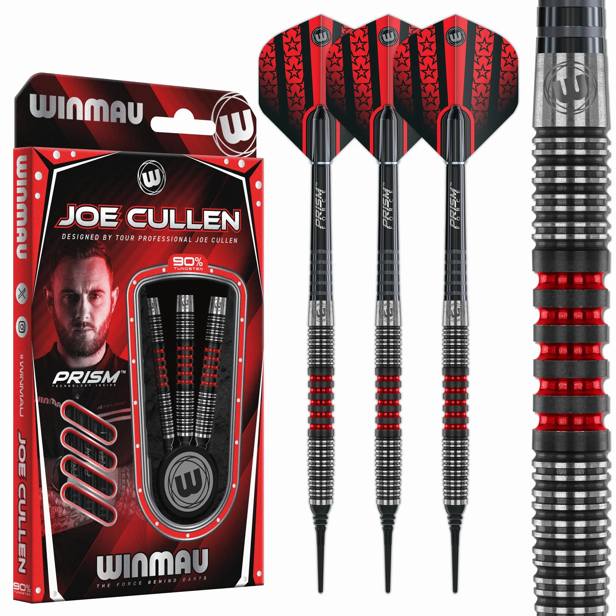 WINMAU Joe Cullen Special Edition profesjonalny zestaw rzutek 90% wolframu z loczkami i trzonami (trzonki)