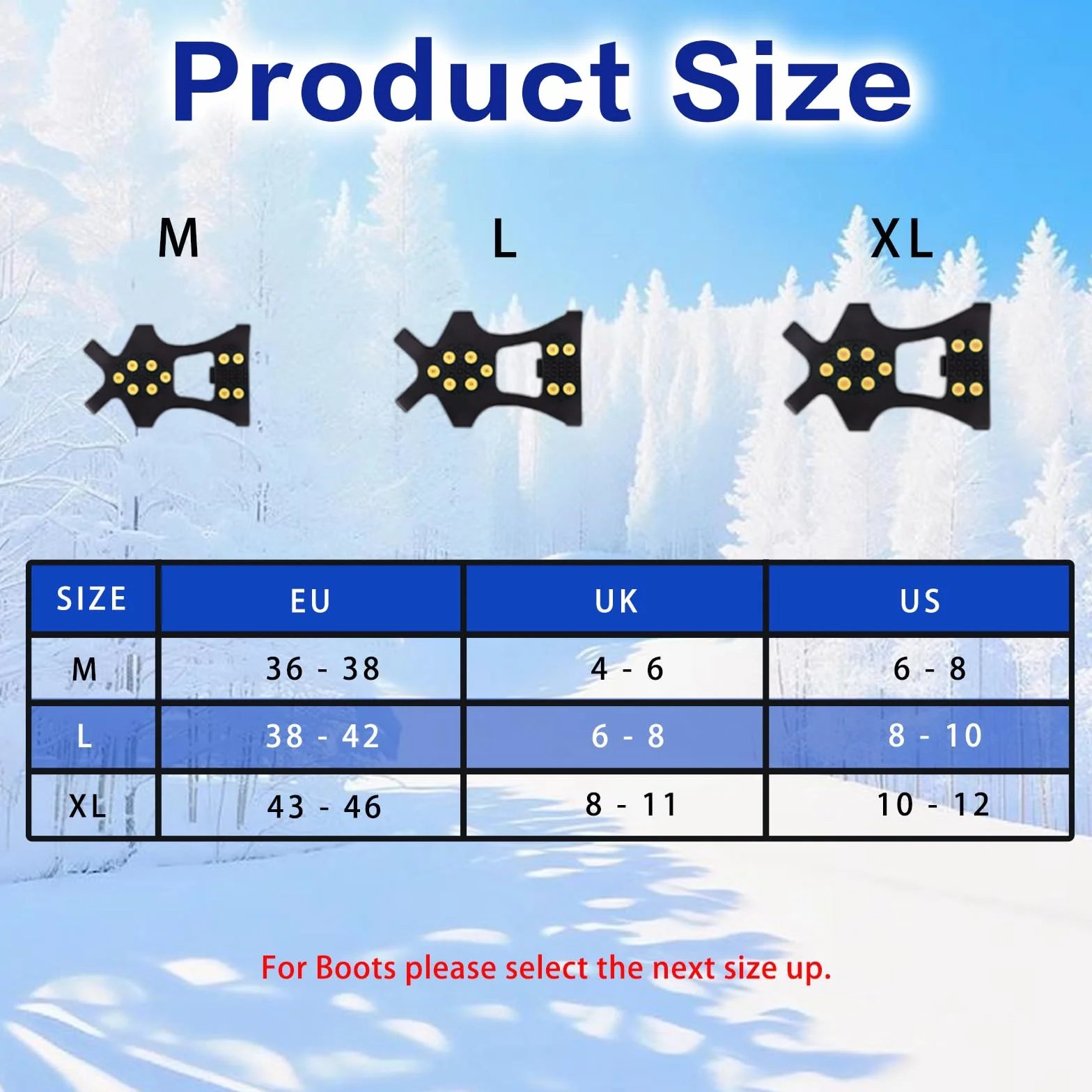 Winter Wise 10 Stud Ice Gripper, antypoślizgowe, uniwersalne, elastyczne kolce śniegowe i lodowe, cęgi (L)