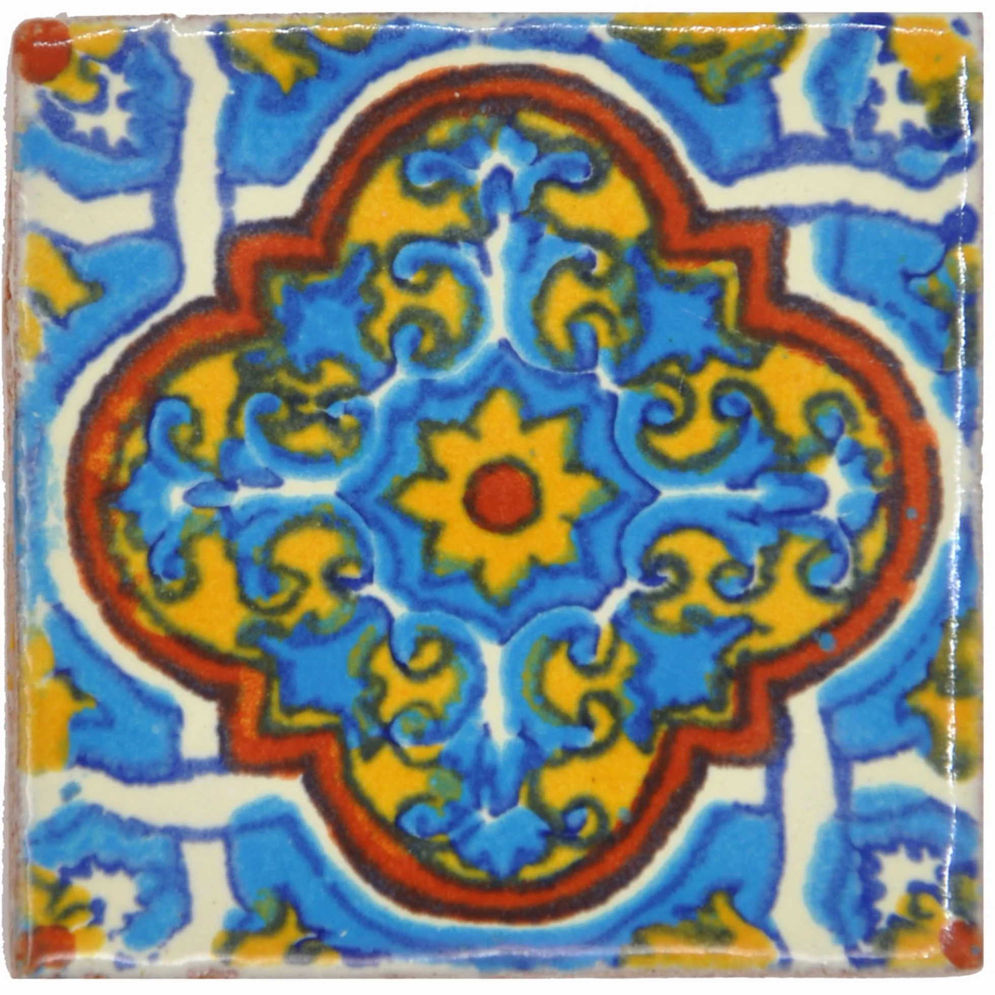 Ceramiczna płytka meksykańska 5 cm ręcznie wykonana Tumia LAC wielobarwna