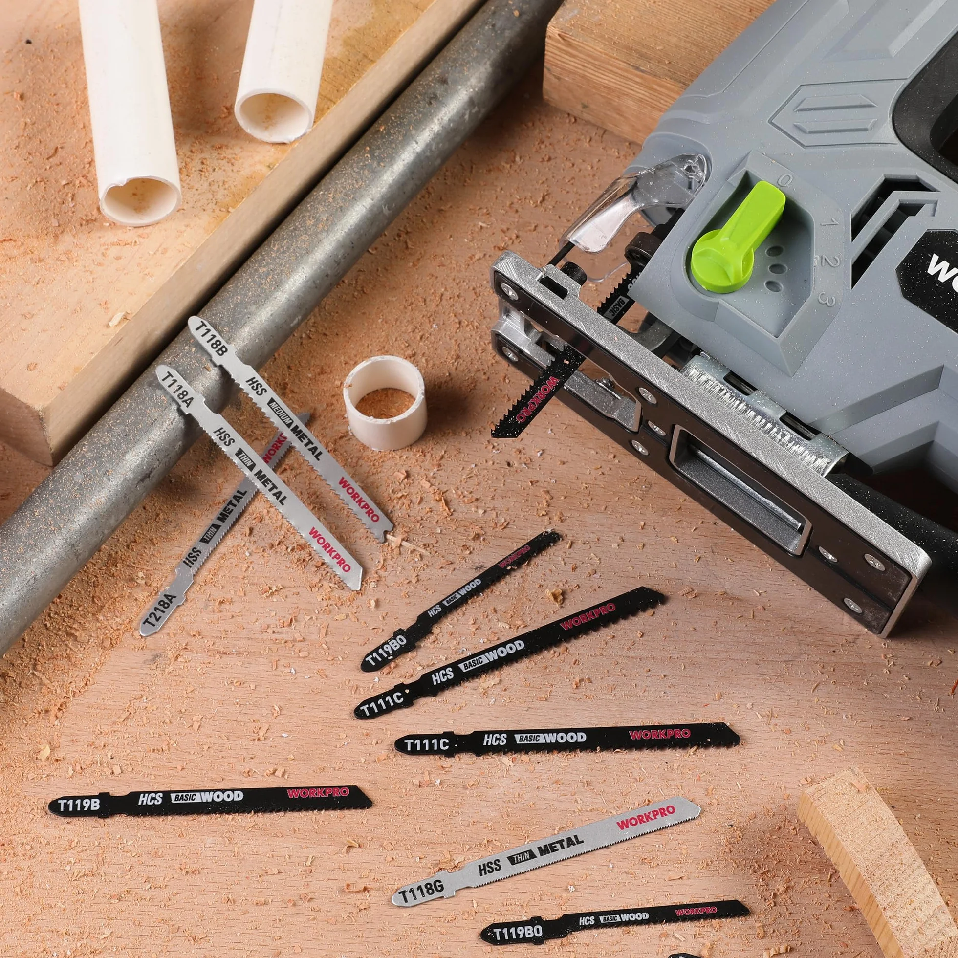 WORKPRO 20-częściowy zestaw brzeszczotów do wyrzynarek T-Shank do drewna i metalu kompatybilne z Bosch Dewalt Ryobi Makita