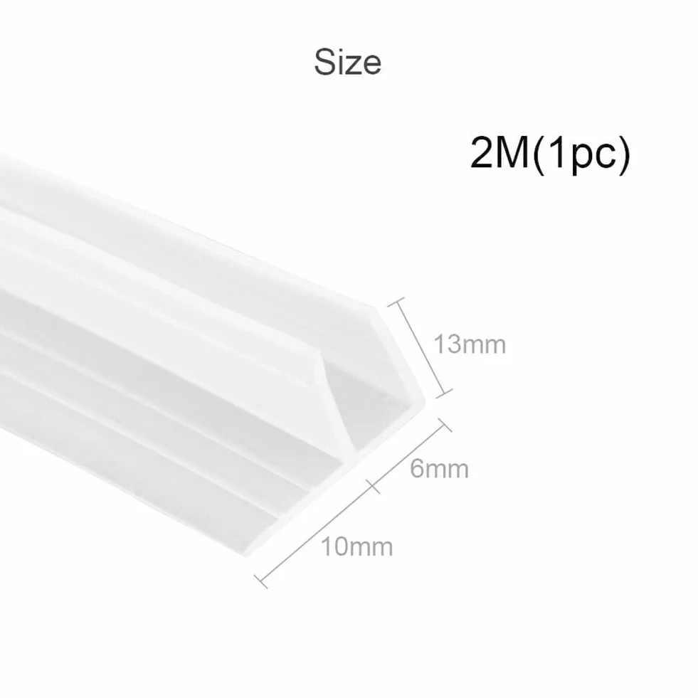 Uszczelka do drzwi wannowych w kształcie litery F, 2 m, listwa do szkła 6 mm, gumowa listwa uszczelniająca