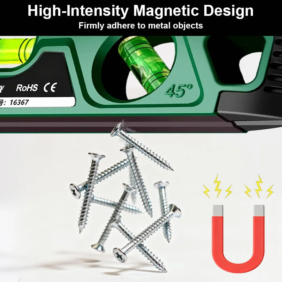 Flintronic Poziomica magnetyczna 230 mm z 3 bąbelkami 45° 90° 180° odporne na wstrząsy