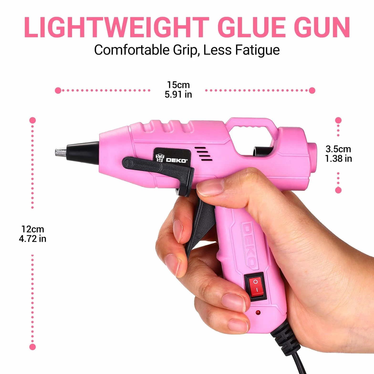 DEKOPRO Pistolet do klejenia na gorąco 20 W mini silikonowy różowy