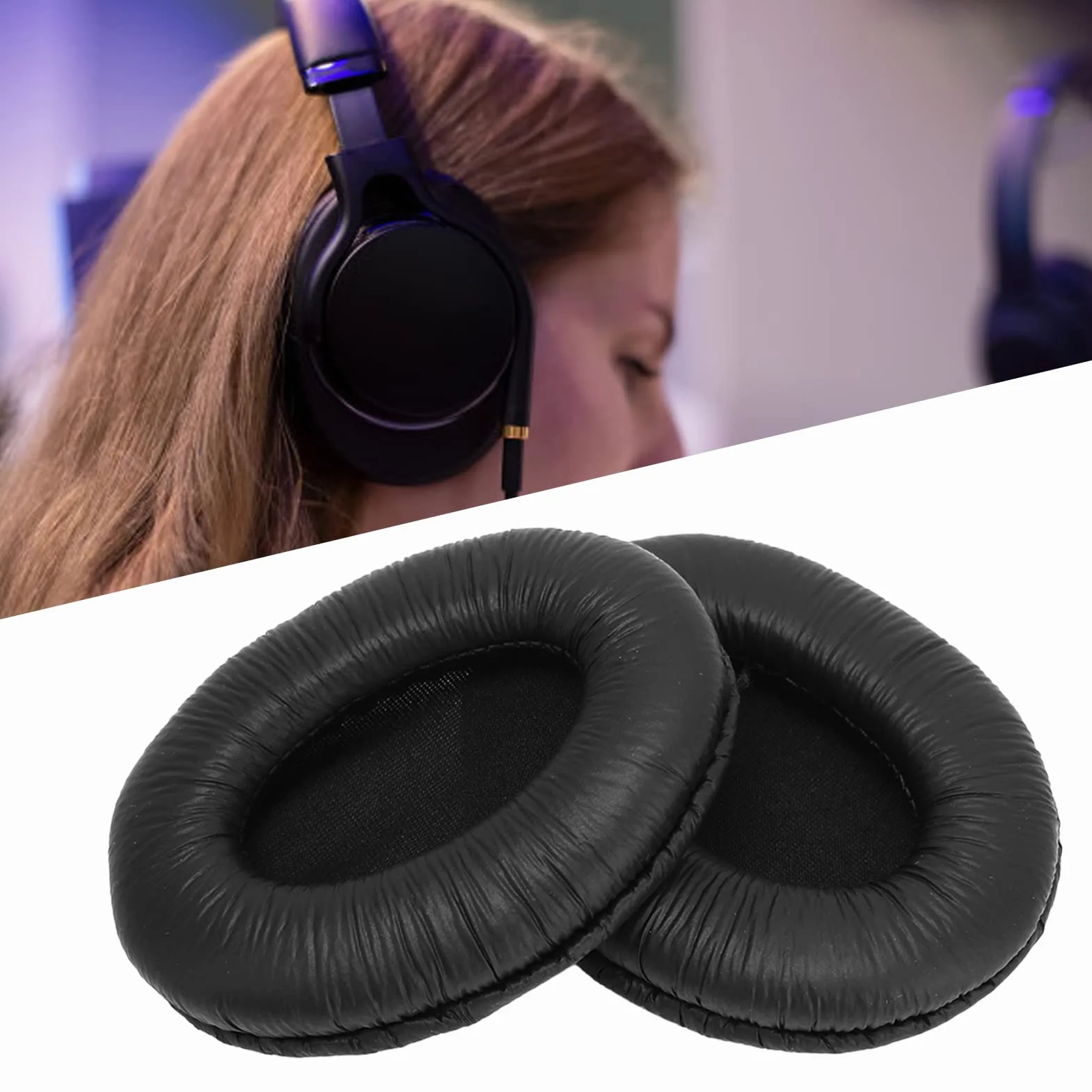 Vikye 2PCS Zastępcze Podkładki Douszne dla MDR NC60 MDR D333 DR BT50, Zestaw Słuchawkowy z miękką skórzaną białką Poduszki Earpad, Hałas - Izolowanie Pianki Pamięci